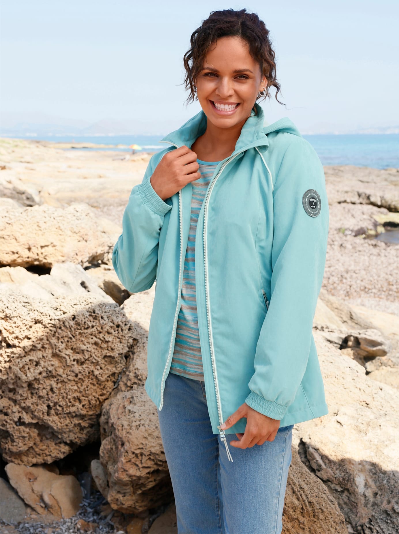 Casual Looks Langjacke mit Kapuze