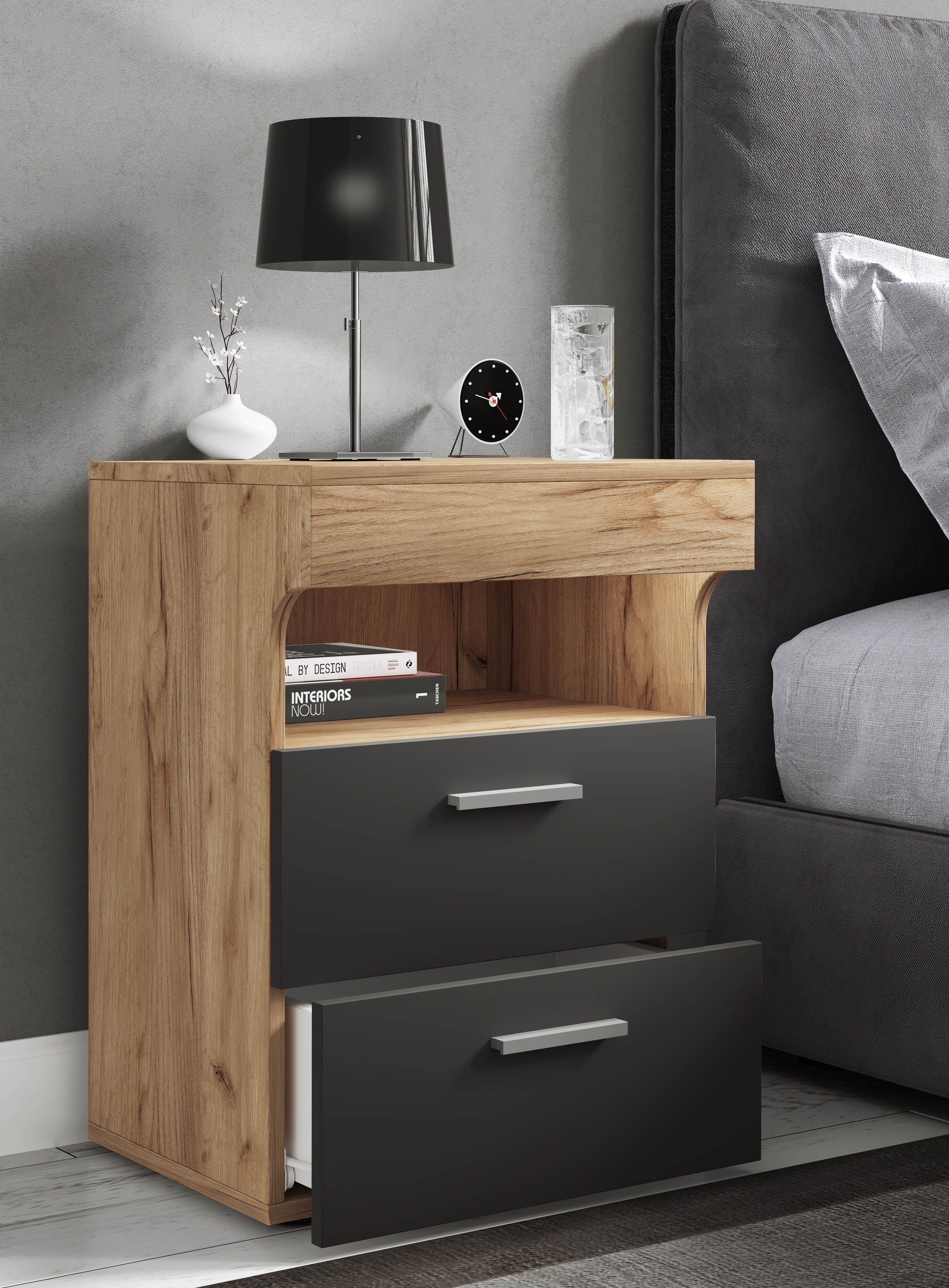 VCM Nachttisch »Holz Nachttisch Nachtschrank Schublade Slepal L« 1 Stk. tlg.