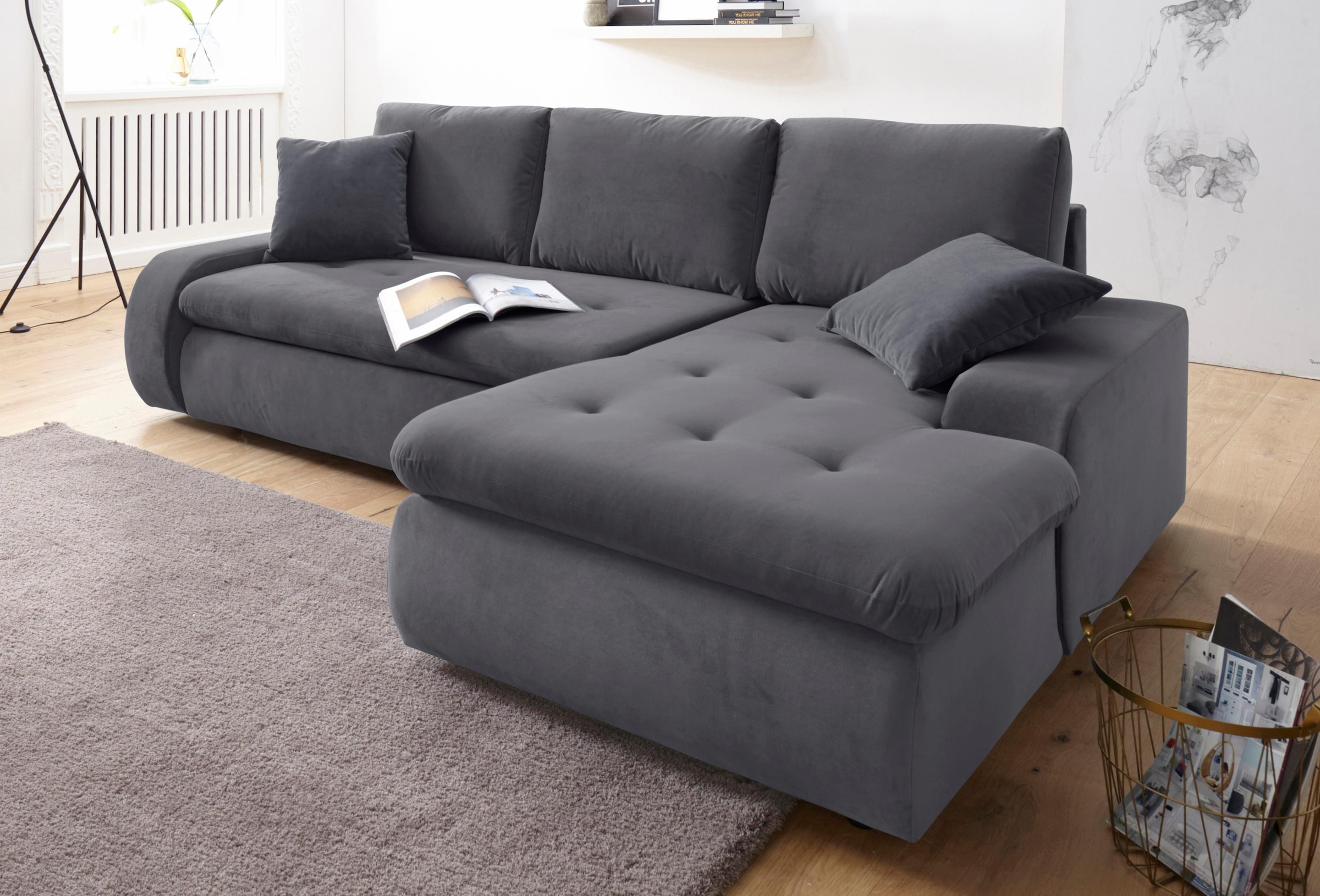 TRENDMANUFAKTUR Ecksofa »Indie II, tolle Detailverarbeitung, bequem und komfortabel im Sitz«, XL und XXL, wahlweise mit Bettfunktion, L-Form