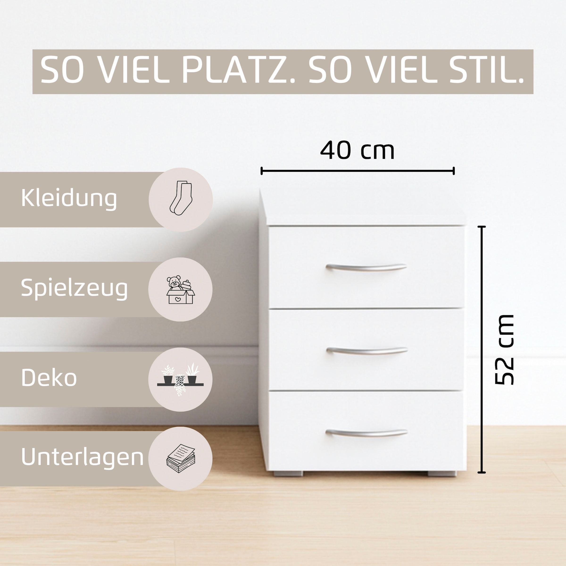 rauch Nachtkommode »Nachttisch Nachtkonsole Beistelltisch Kommode Sideboard TORRENT« mit 2 geräumigen Schubkästen, Breite 40 cm MADE IN GERMANY