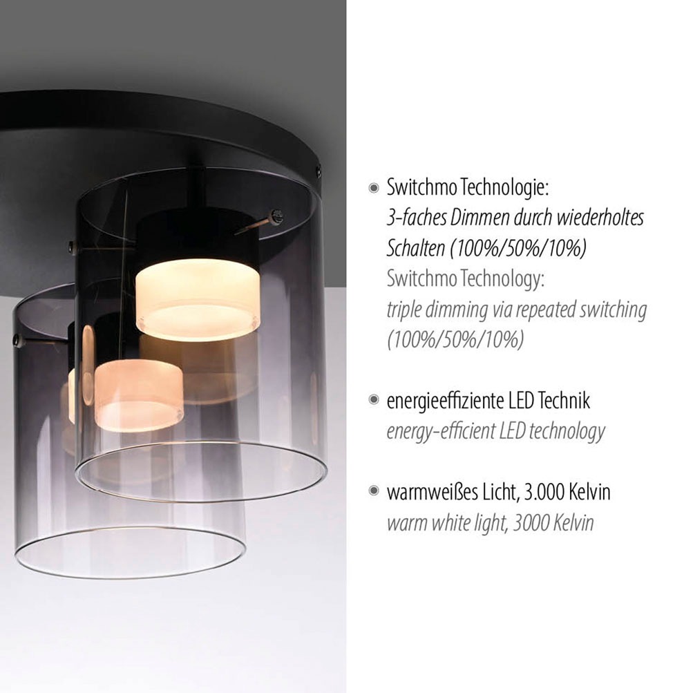 JUST LIGHT LED Deckenleuchte »ELIO« LED-Board 1 Stk. Warmweiß 3-Stufen Dimmer, Switchmo