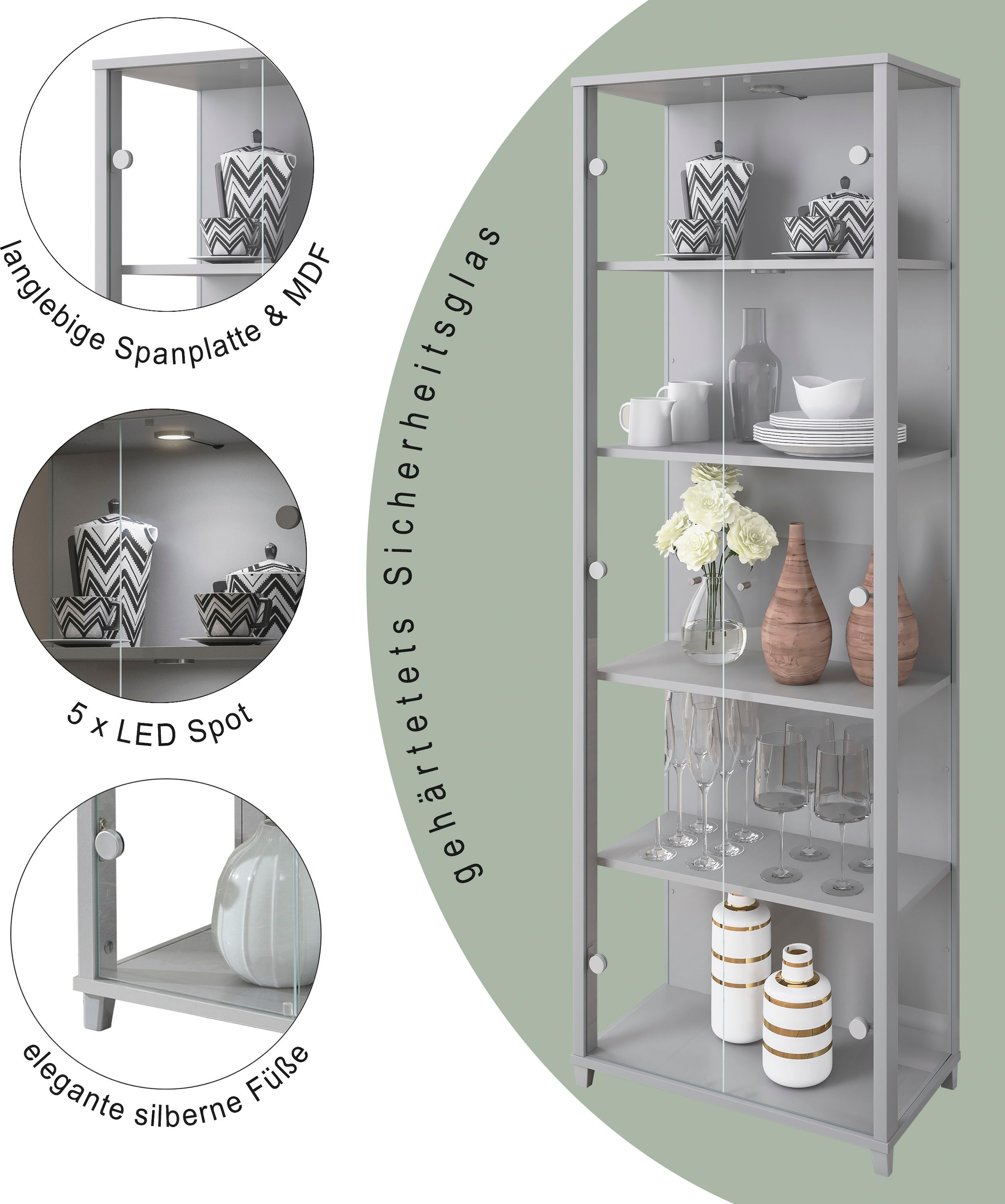 fif möbel Vitrine »OPTIMA« Standvitrine, Vitrinenschrank, Glasvitrine, Sammlervitrine