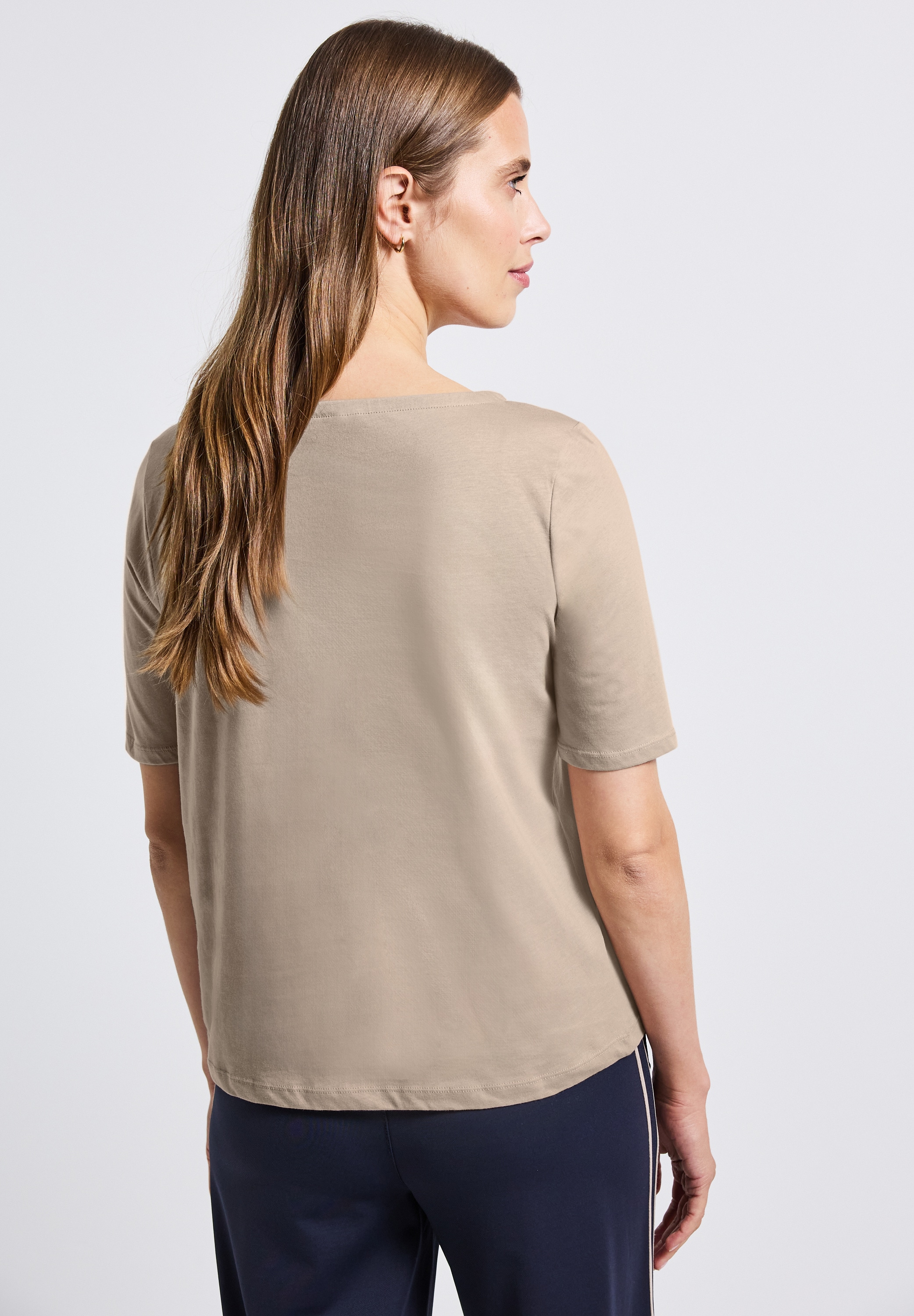 STREET ONE T-Shirt, U-Boot Ausschnitt, Basic