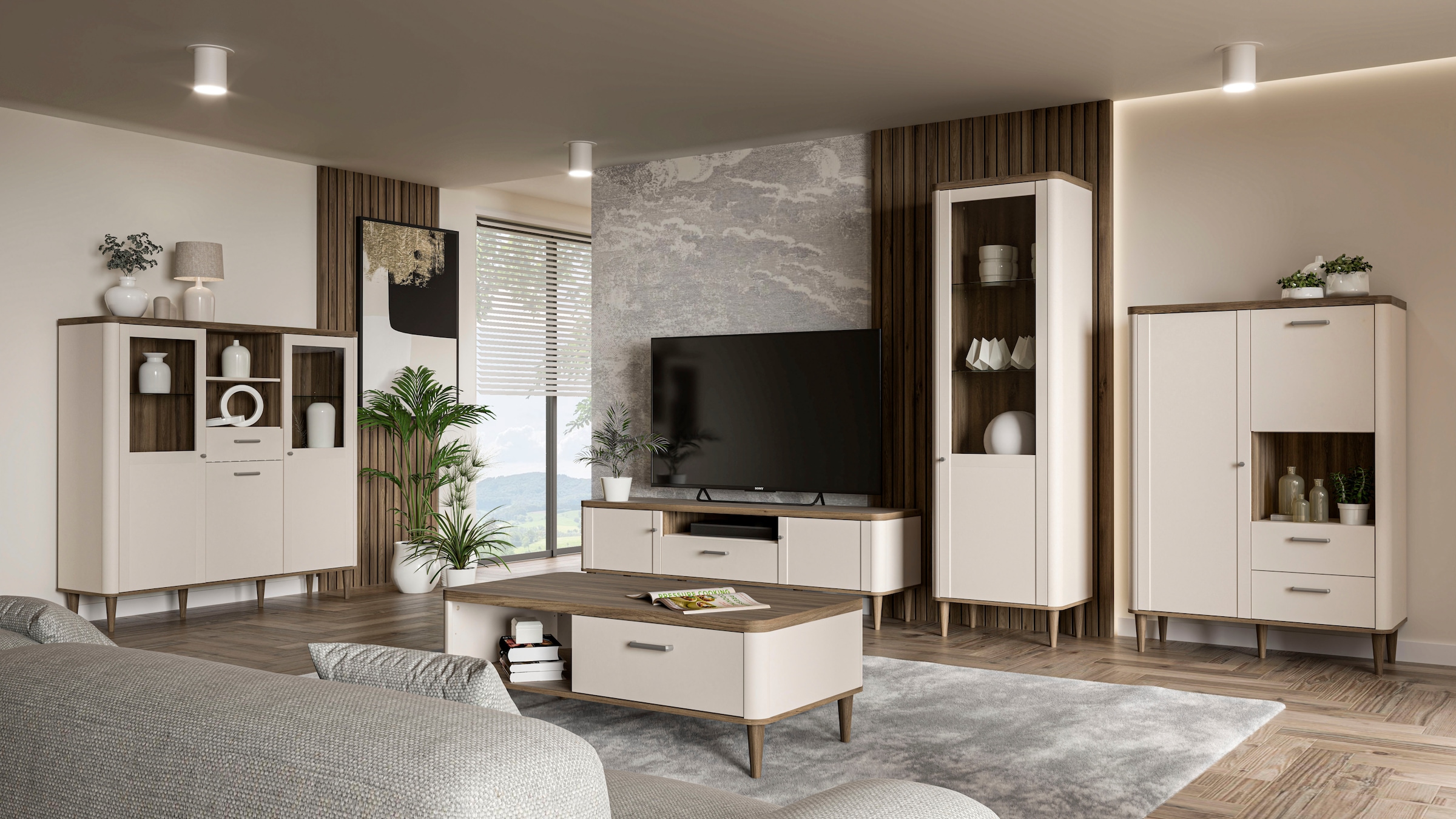 FORTE TV-Board »Lacetti« B/H/T 179,8/53,3/41,2 cm Echtholzfüße