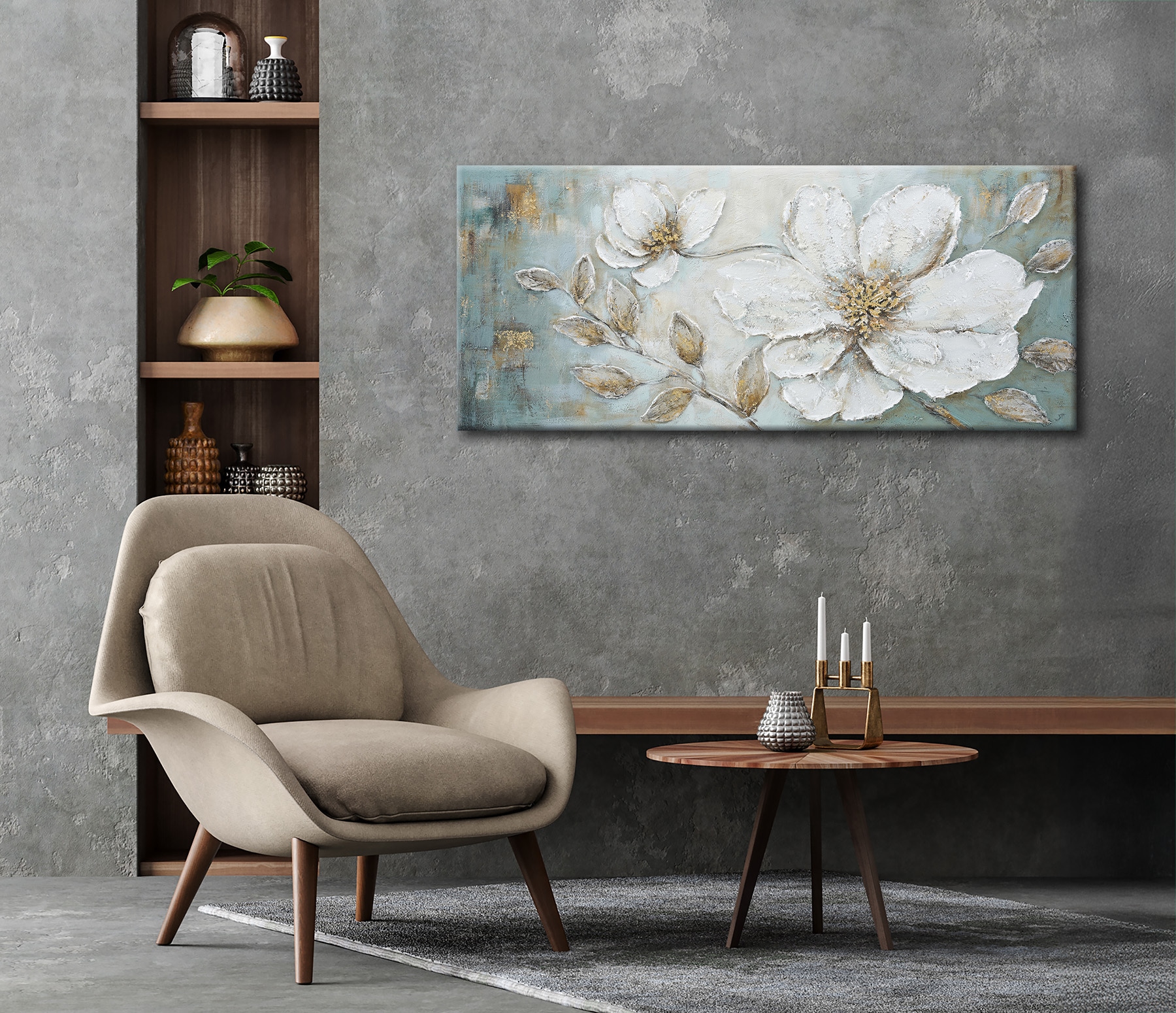 Bönninghoff Ölgemälde »handarbeit BLUMEN XXL 60x140 cm – Wandbild Kunst Deko modern«