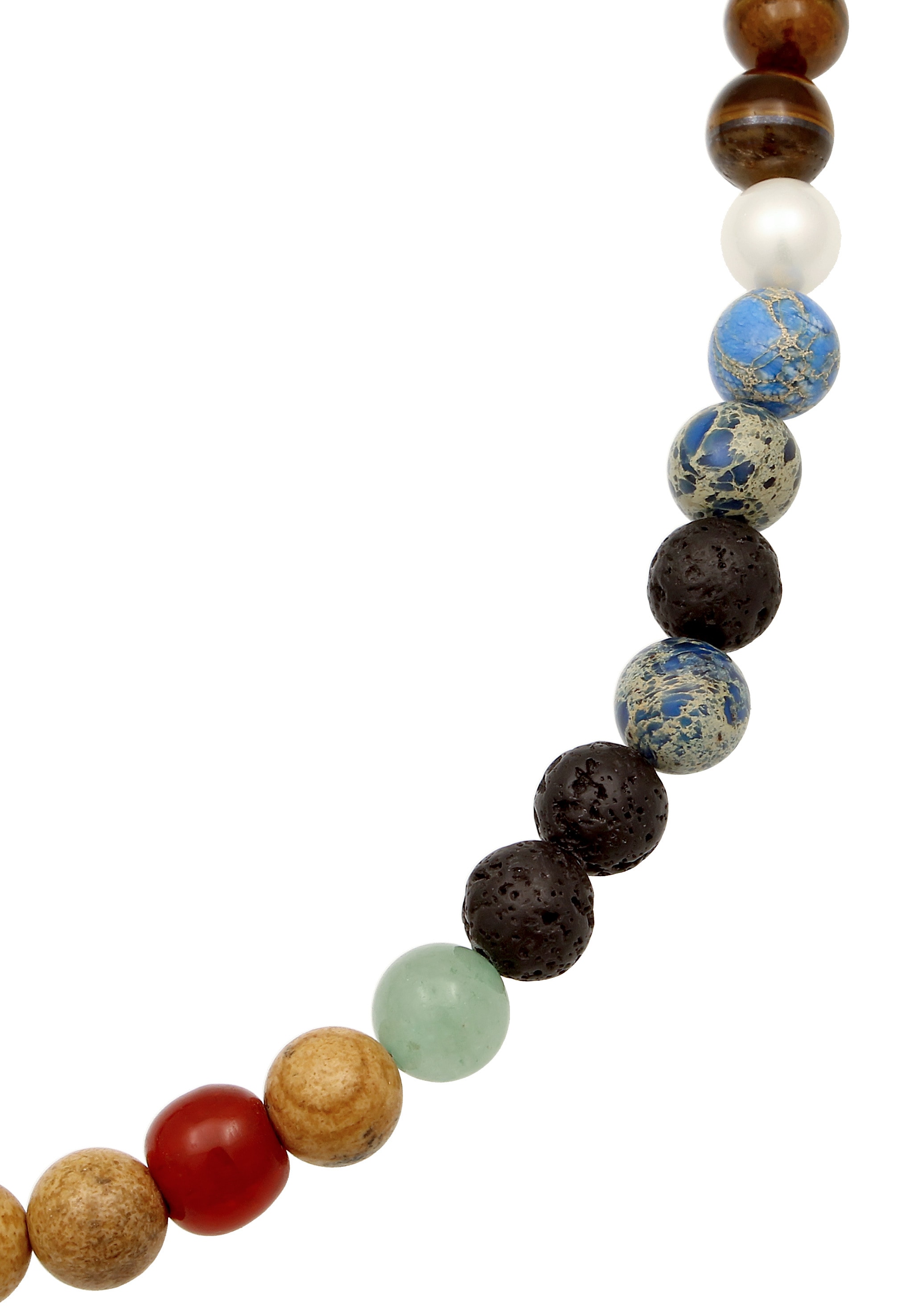 Kuzzoi Silberkette »Halskette Beads mit Smiling Face Silber Tigerauge Braun 925 Sterling Silber«