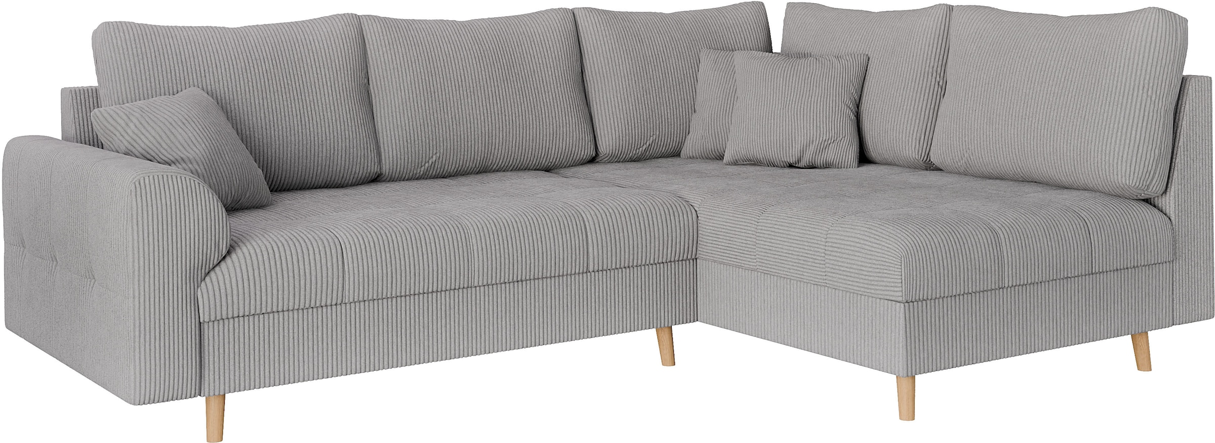 Home affaire Ecksofa »CHARRE L-Form mit Ottomane, Maße B/T/H: 231/161/81 cm«, feine Steppung, lose Rücken- und Zierkissen, auch in Cord und Bouclé
