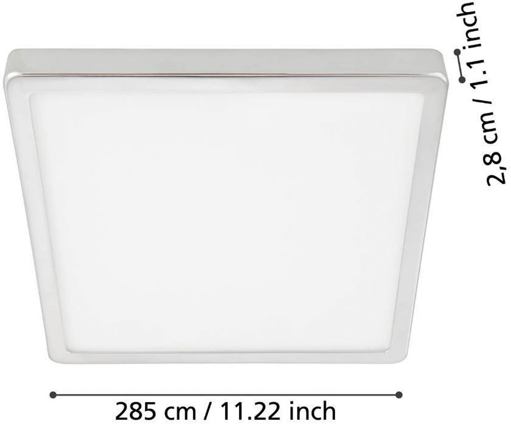 EGLO Deckenleuchte »FUEVA 5 Deckenlampe, chrom, IP44, geringe Aufbauhöhe, 20 Watt, Quadrat«, Leuchtmittel LED-Modul | LED fest integriert, Aufbauleuchte, Badezimmer, Bad-Deckenlampe, modern, 28,5x28,5x2,8cm