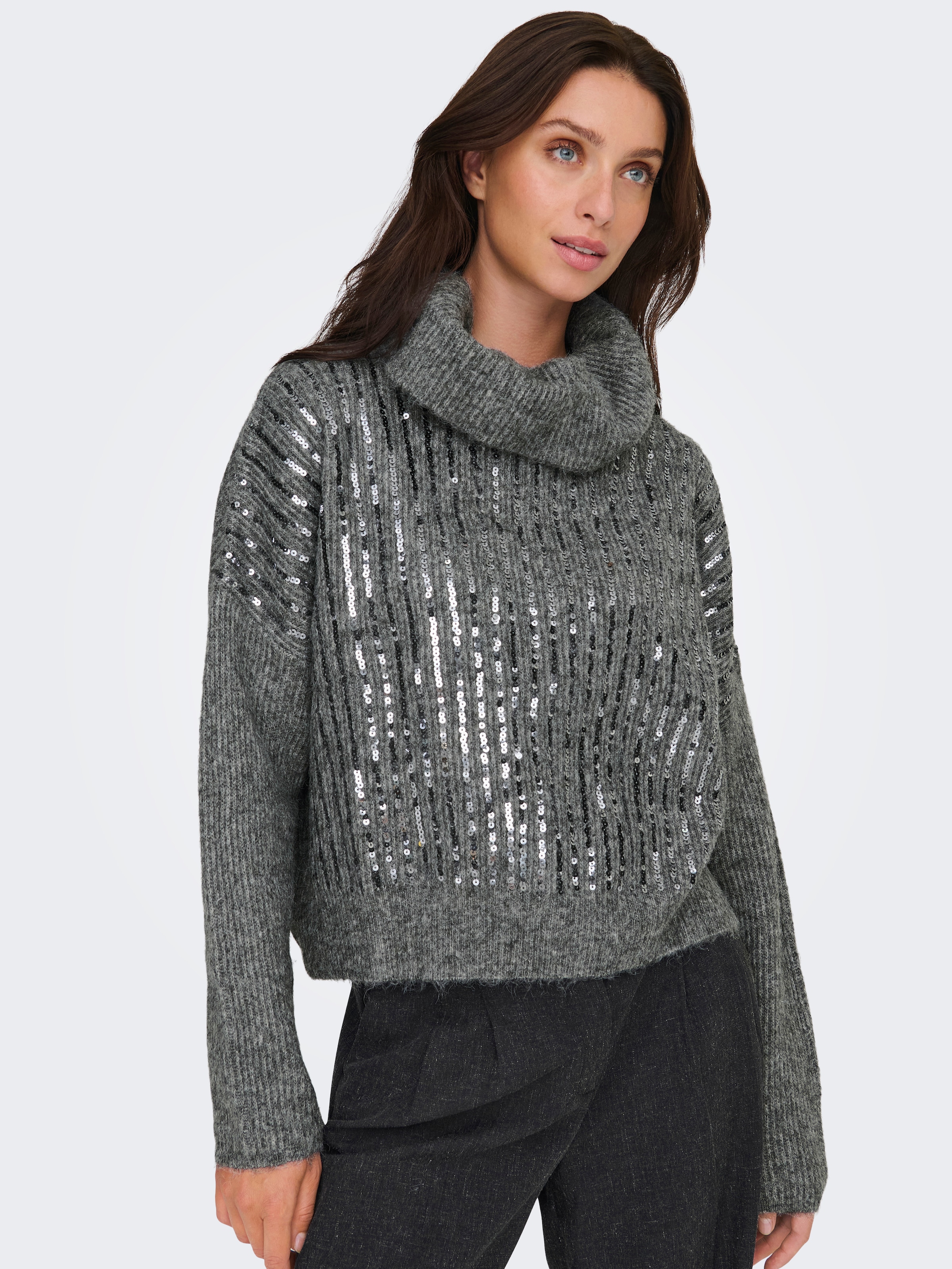 ONLY Rollkragenpullover »ONLMIU LS COWL NECK SEQUIN EX KNT« mit Pailletten-Details
