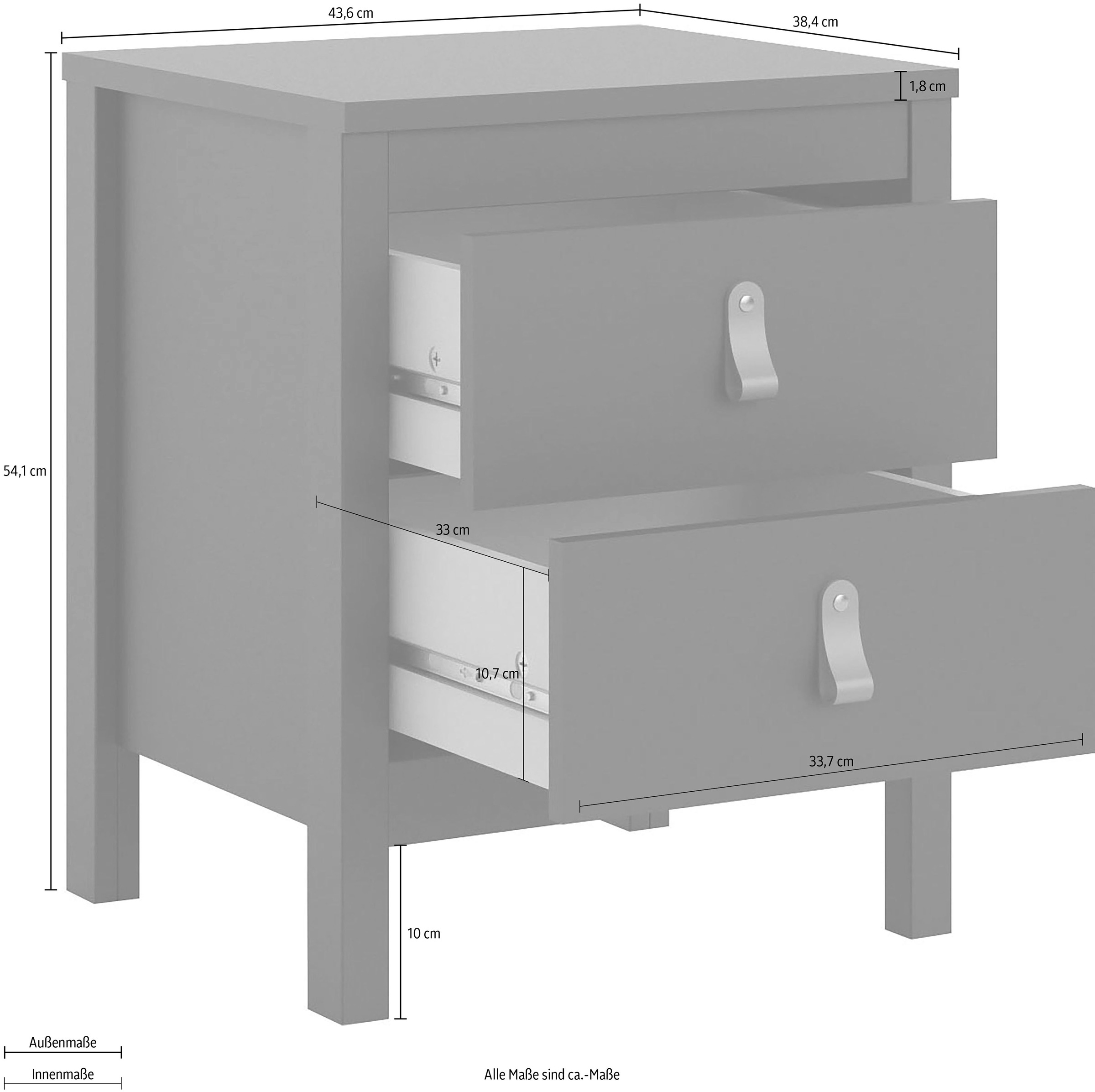 Home affaire Nachttisch »Nachtkommode, Nachtschrank, Beistelltisch« mit 2 Schubladen, Breite 44 cm, Höhe 54 cm