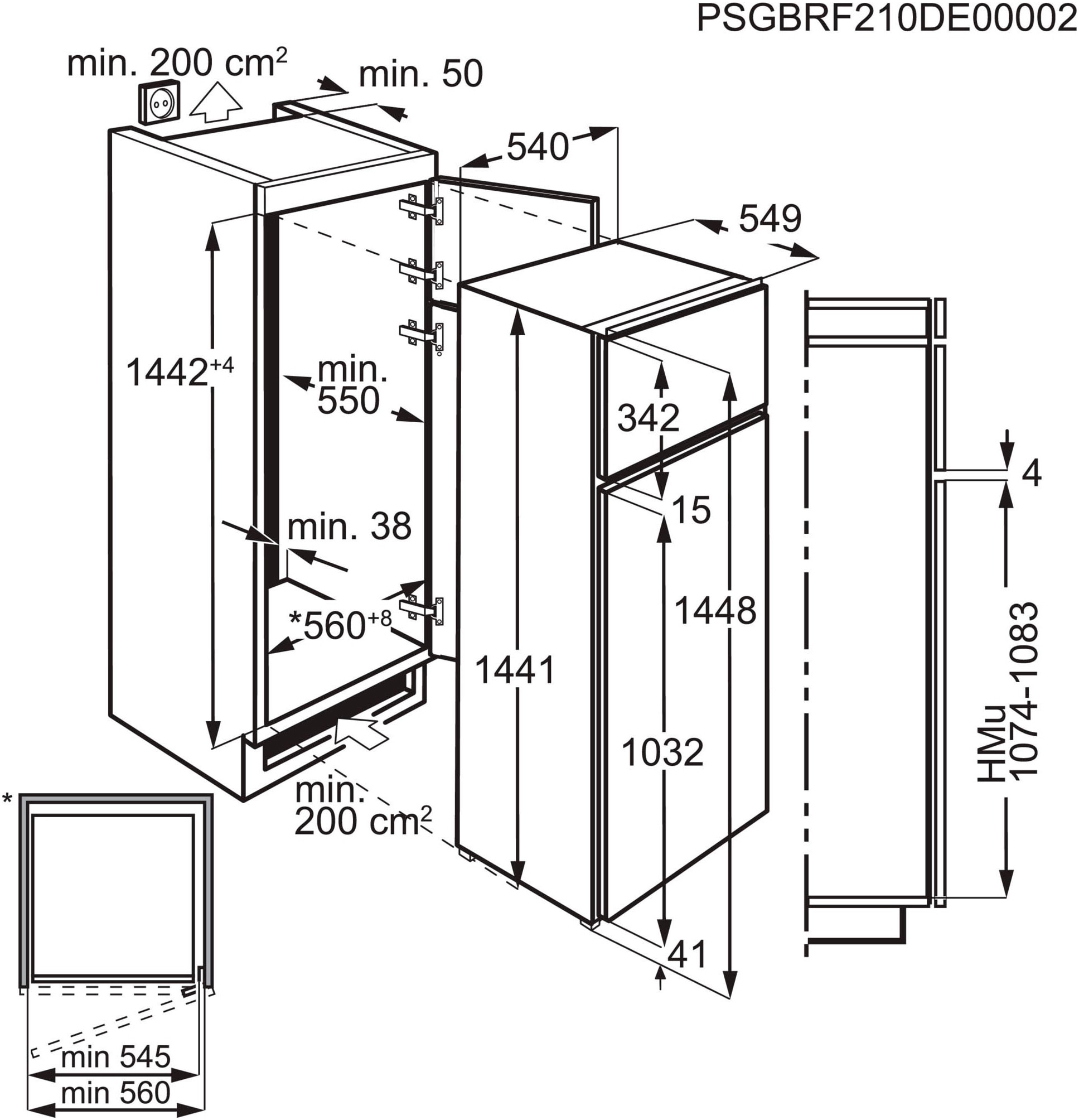 AEG Einbaukühlgefrierkombination »TSD5S141ES«, TSD5S141ES 925544001, 144,1 cm hoch, 54,8 cm breit