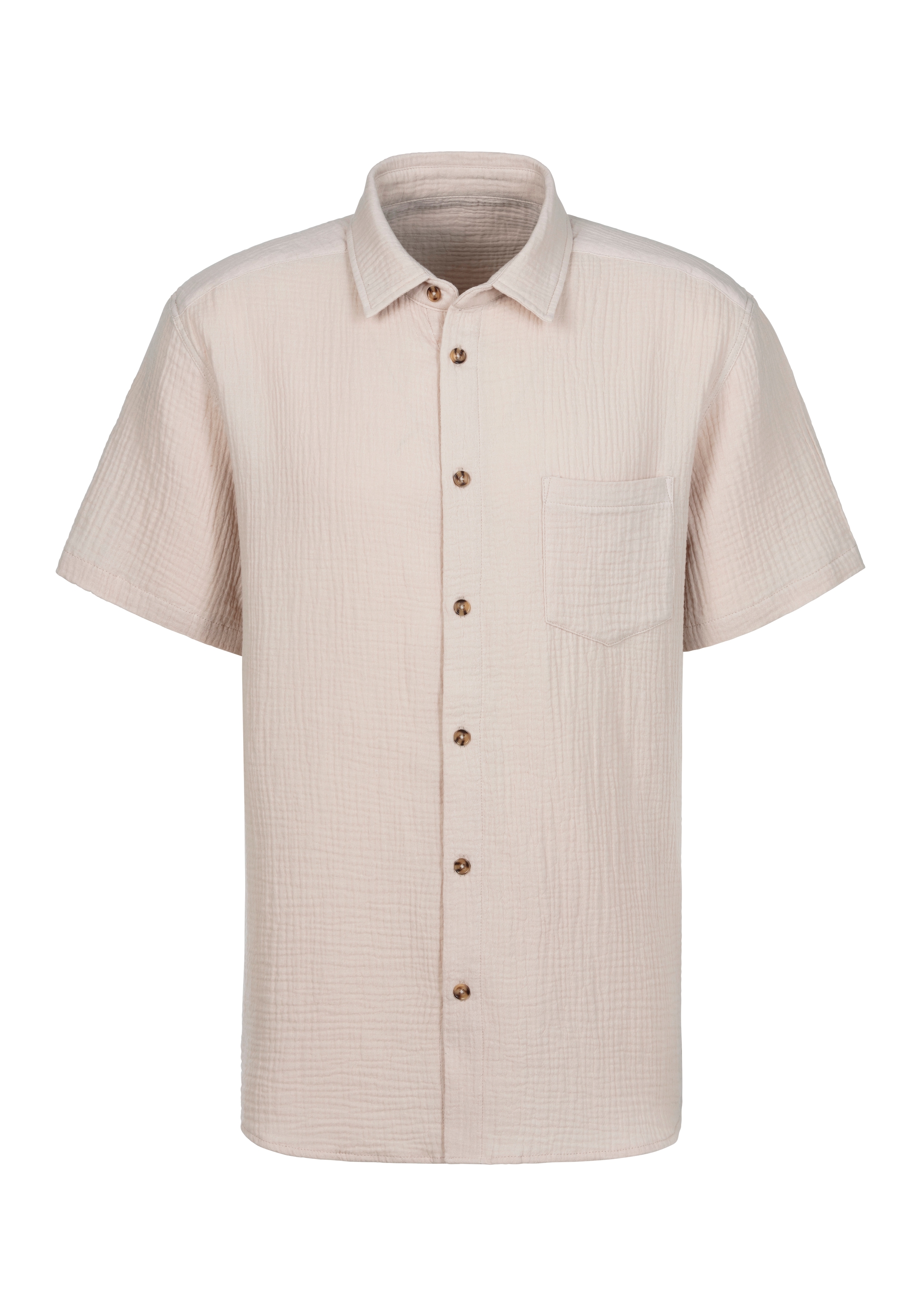 Beachtime Kurzarmhemd »Regular fit«, Kurzarm, Freizeithemd aus Musselin-Ware
