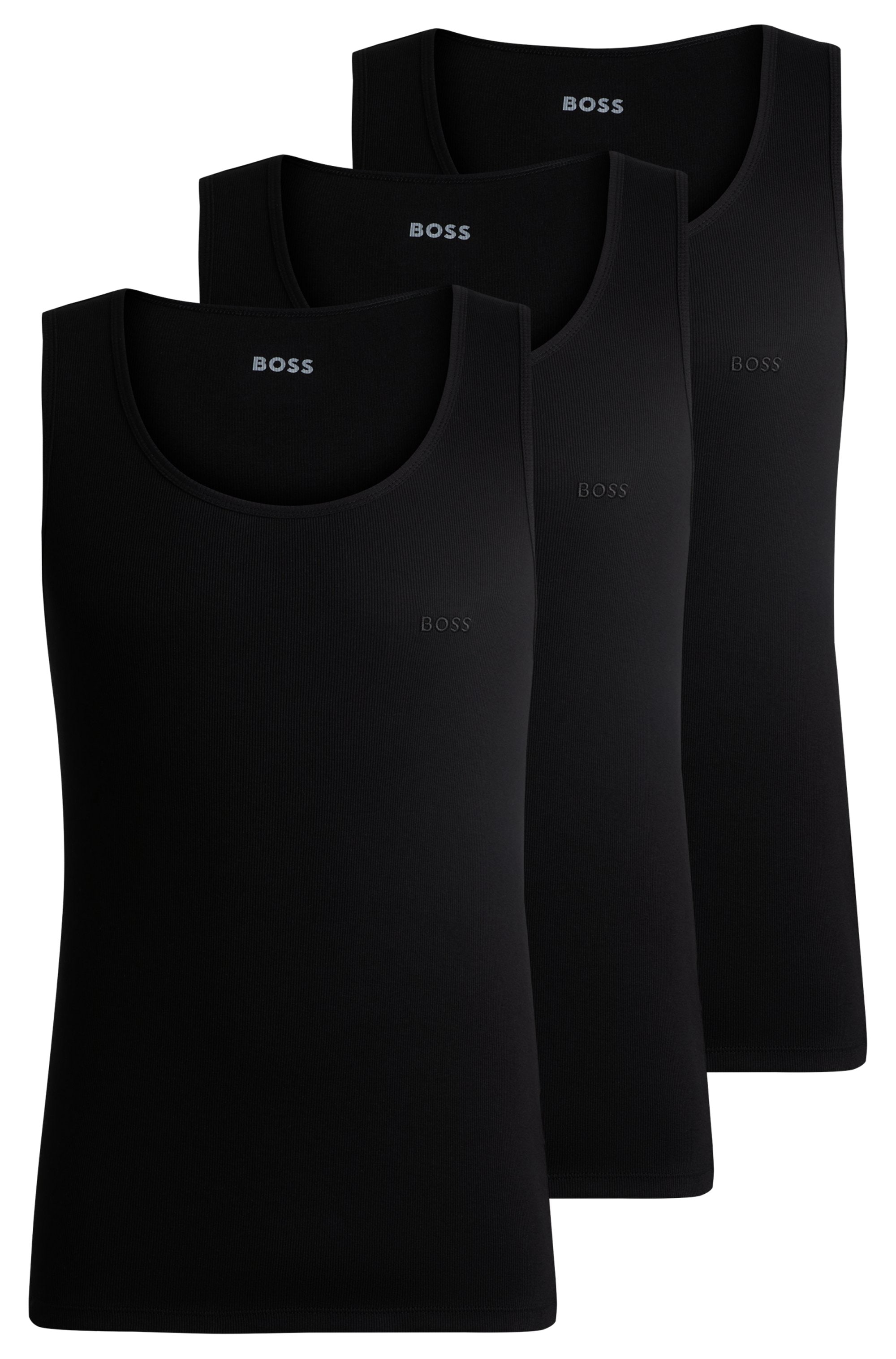 BOSS Tanktop »3P RibClassic BOSS ONE x David Beckham«, Ton in Ton Stickerei auf der Brust