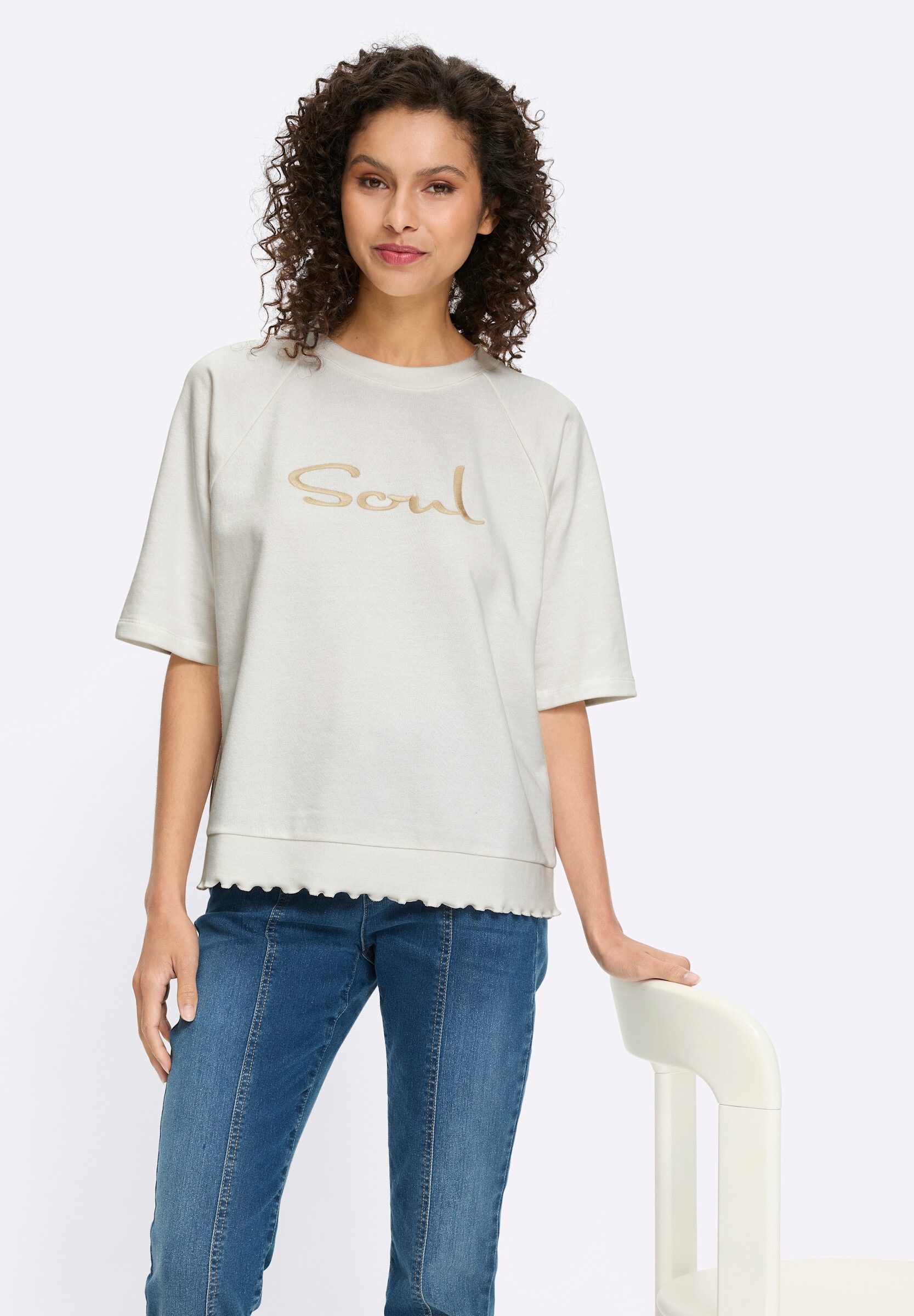 heine Sweatshirt »Sweatshirt Sweatshirt mit Rüschensaum«
