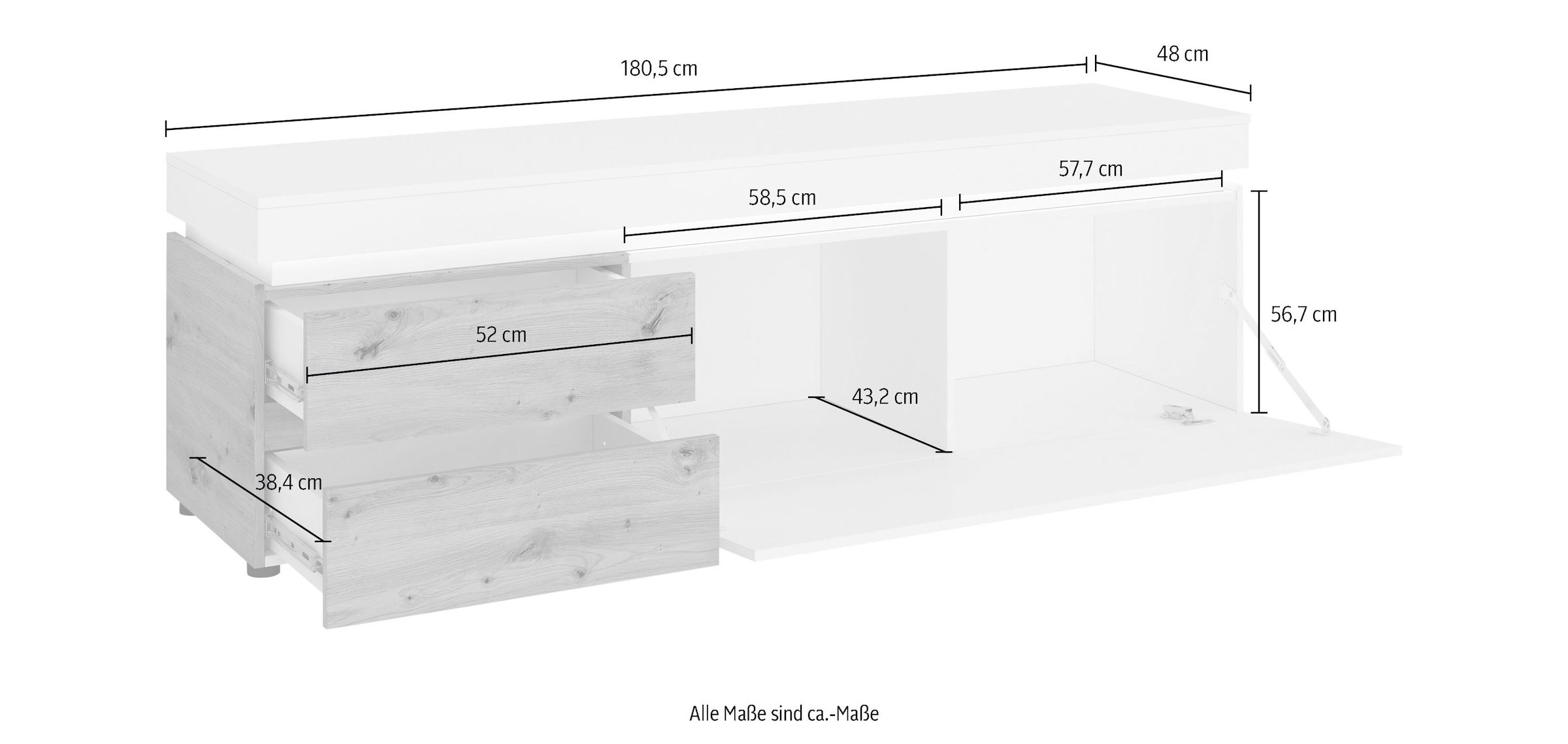 Home affaire Lowboard »Luci« Breite 180,5 cm