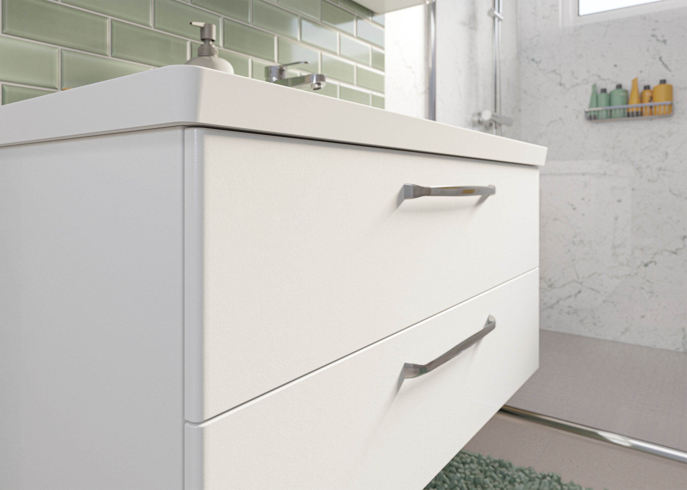 Saphir Badmöbel-Set »Trentino 2-tlg Mineralmarmor-Waschtisch, Spiegelschrank mit LED-Profil«, (3 St.), Badmöbel-Set 110cm breit, inkl. Türdämpfer, 3 Türen, 2 Auszügen