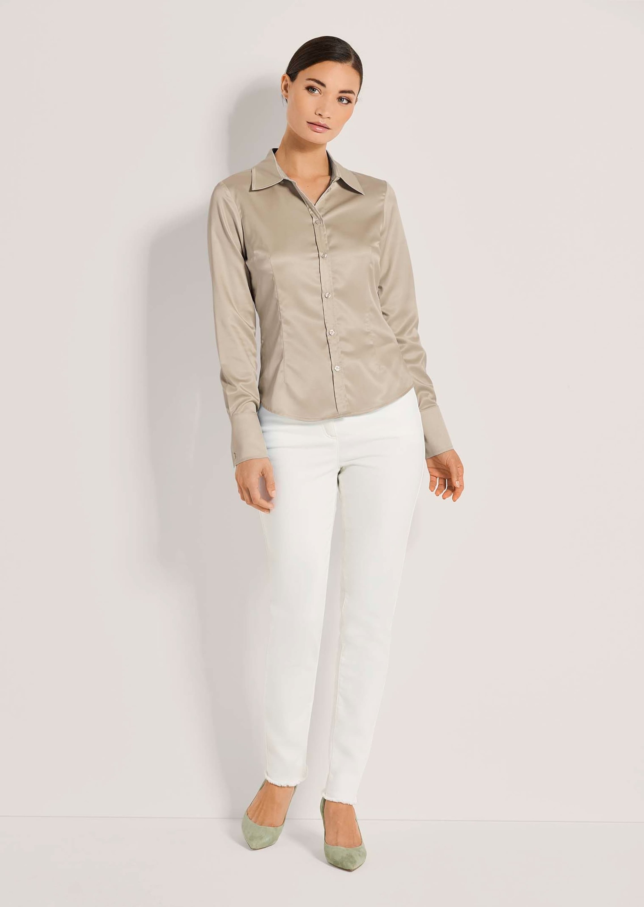 MADELEINE Hemdbluse »Bluse Hemdbluse mit glänzendem Finish« Satinbluse