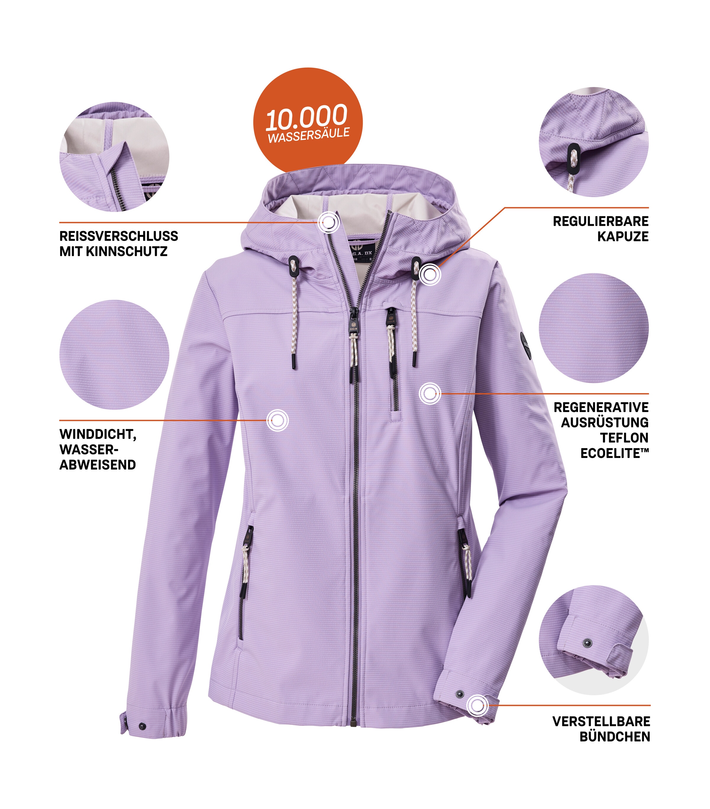 G.I.G.A. DX by killtec Softshelljacke »GS 111 WMN SFTSHLL JCKT« Atmungsaktive, wasserabweisende Damenjacke mit verstellbarer Kapuze