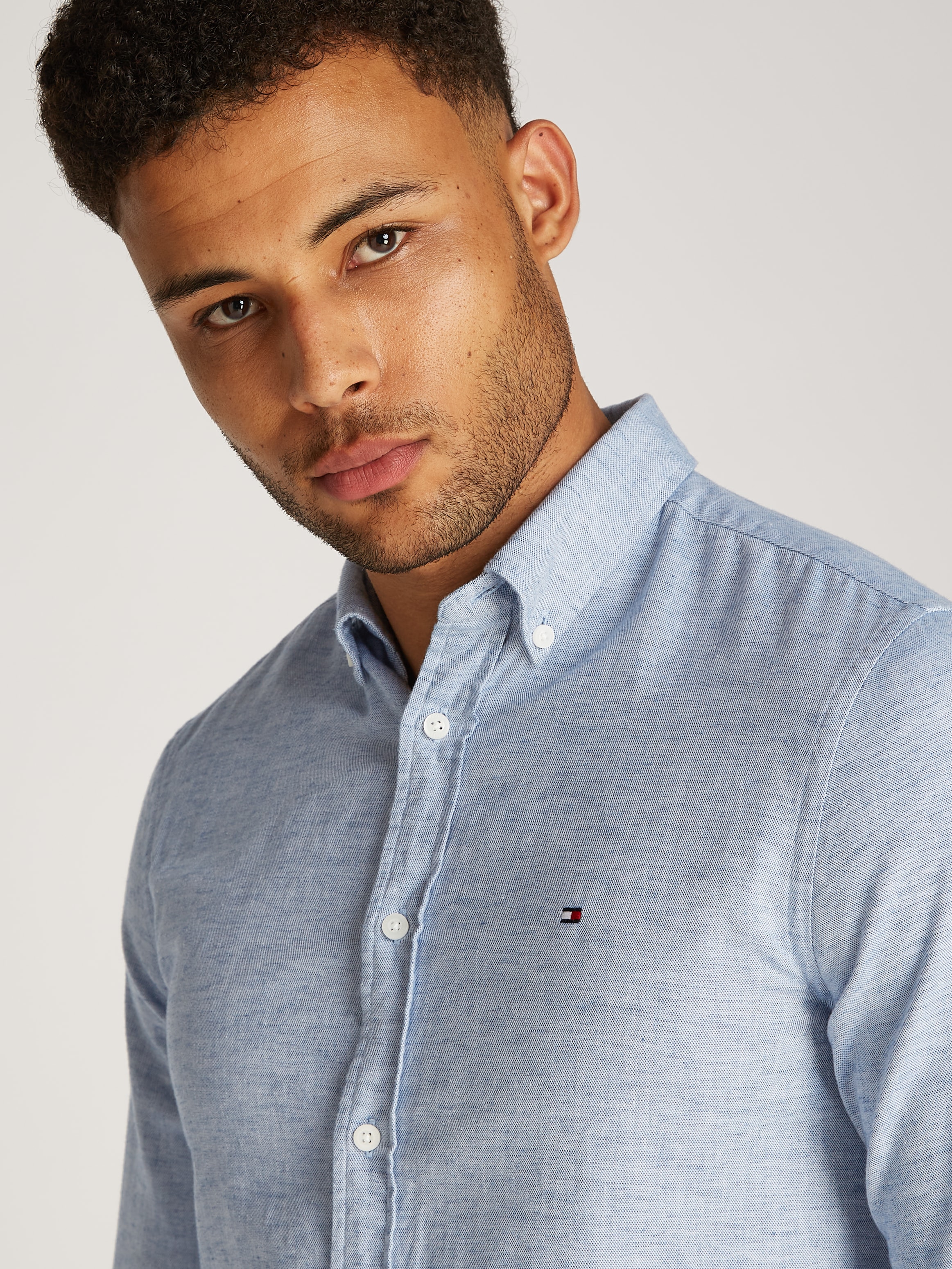 Tommy Hilfiger Langarmhemd »BRUSHED LINEN SOLID SF SHIRT«