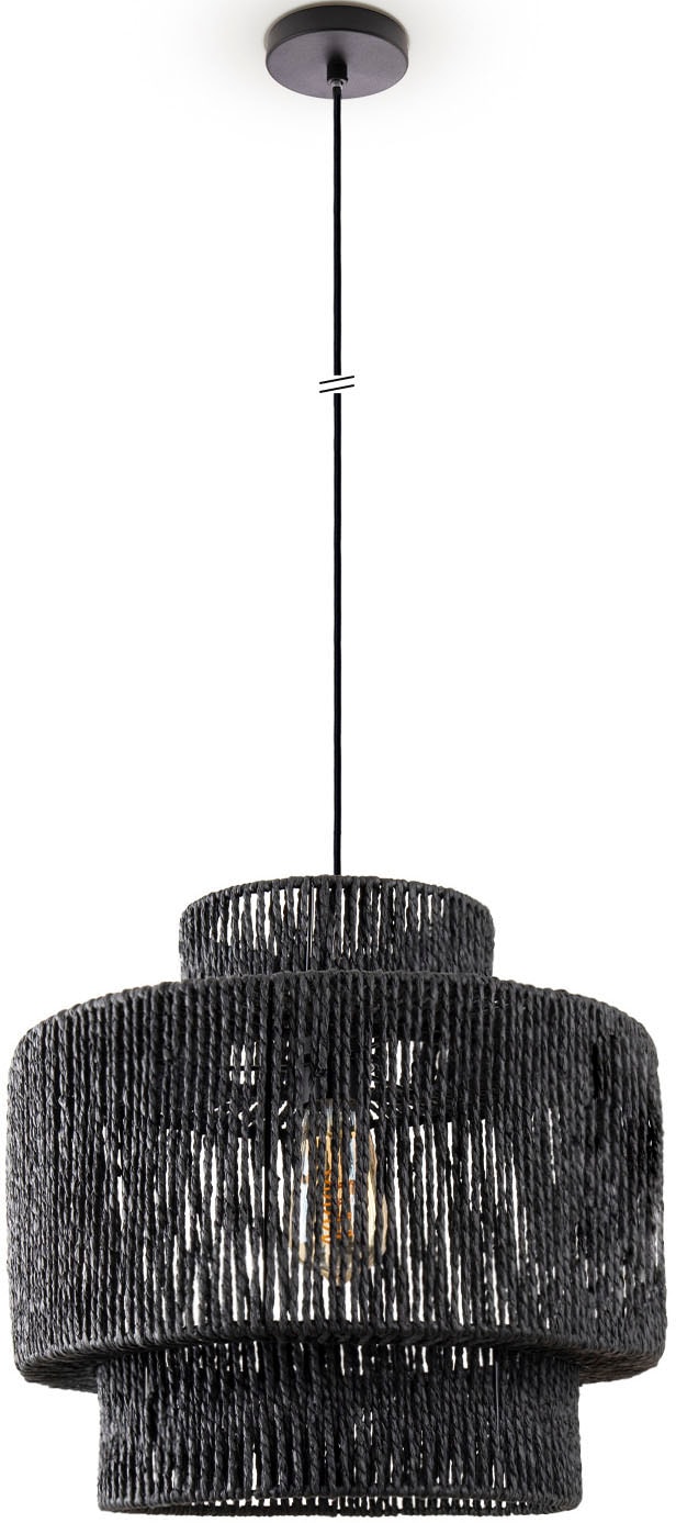 Paco Home Pendelleuchte »Hugo Lupita«, Leuchtmittel E27 | ohne Leuchtmittel, Wohnzimmer Esszimmer Rattan Optik Boho Lampenschirm Papier