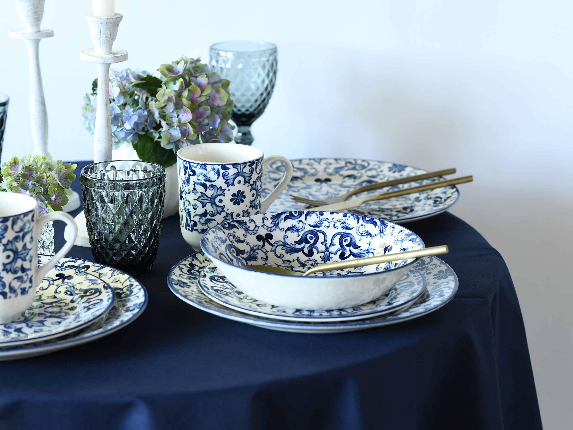 CreaTable Kombiservice »Fresco Blau, Kombi-Service 16-tlg« Ornamentmotiv, Mediterran