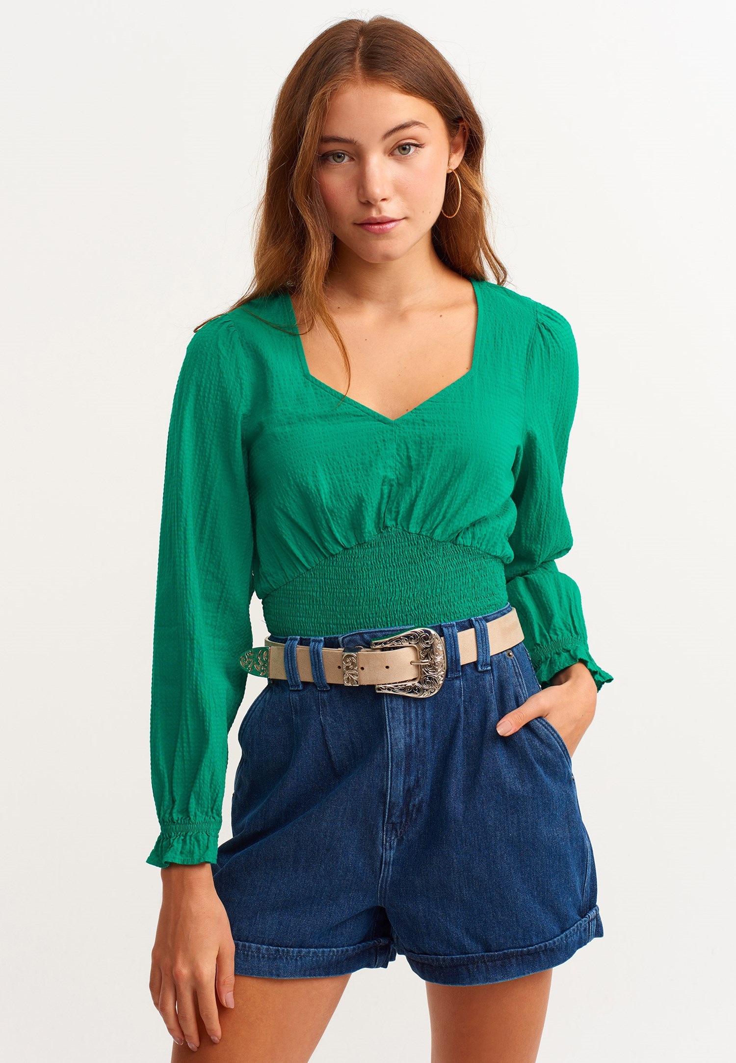 OXXO Carmenbluse, mit feinen Ballonärmeln