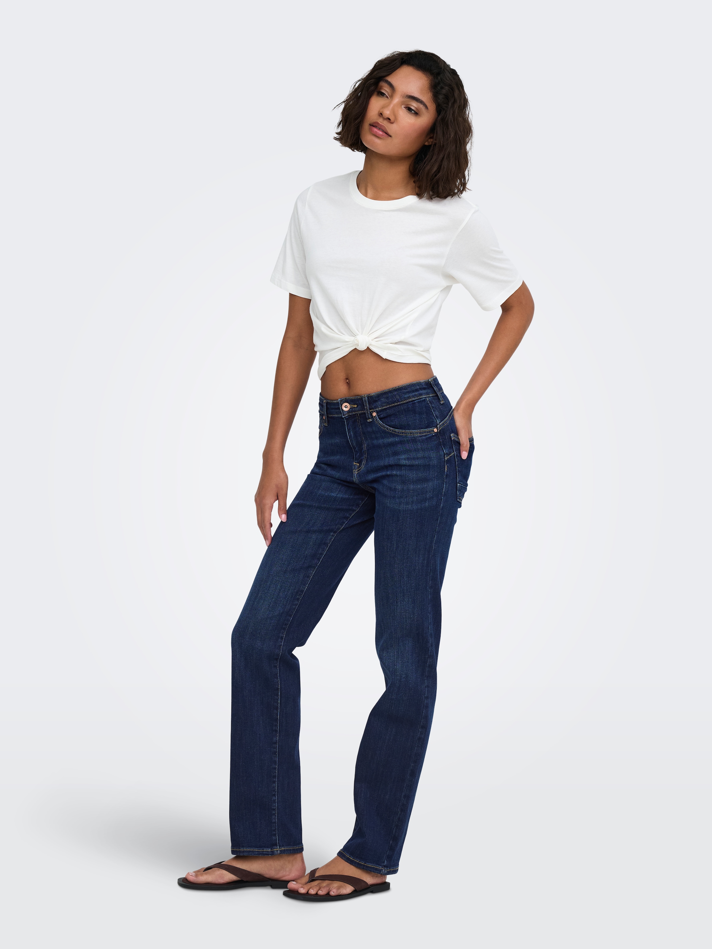 ONLY Slim-fit-Jeans »ONLPOWER MW PUSH UP SLIM STRAIGHT DNM« Baumwollmischung, mid waist, slim fit