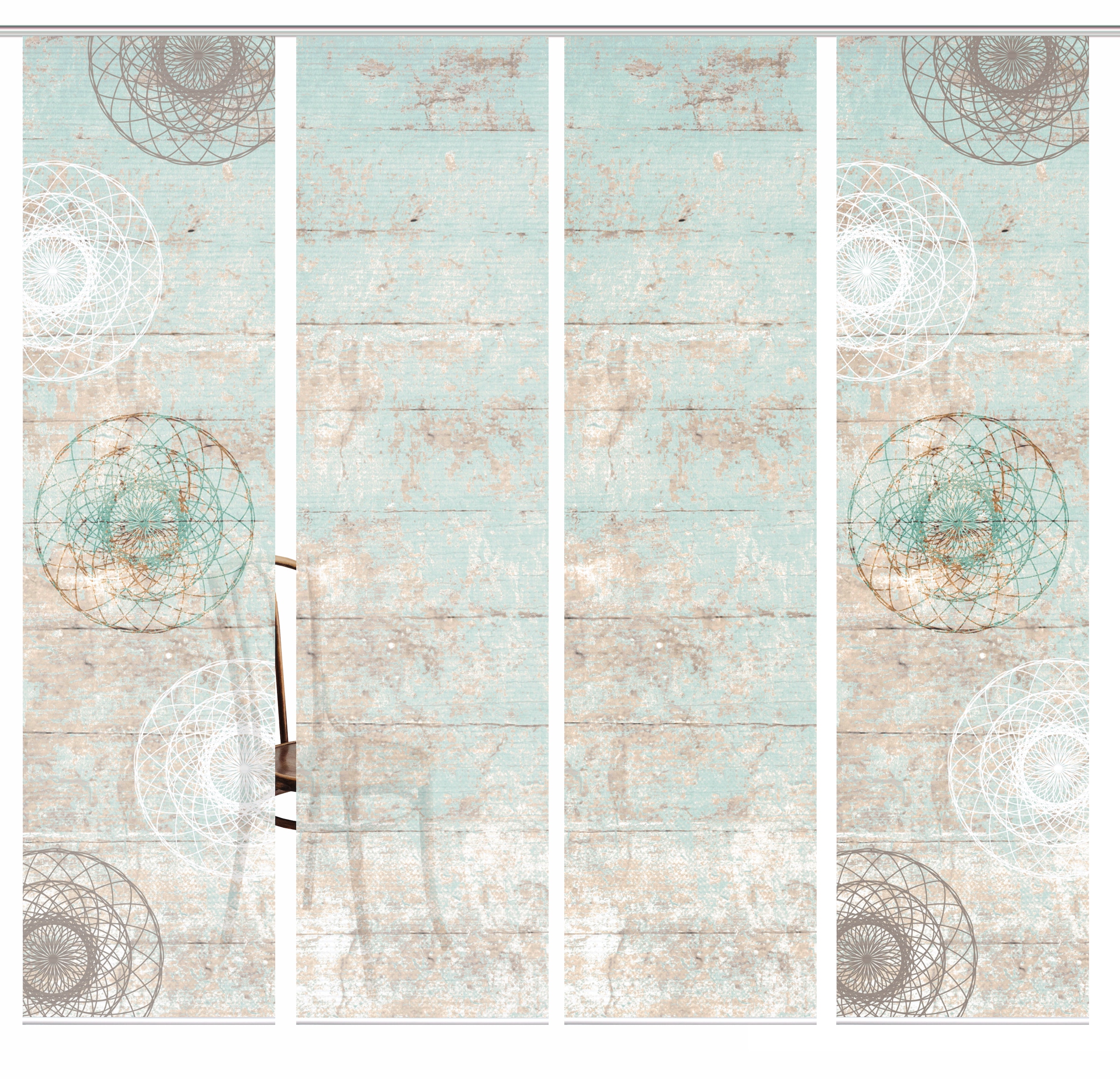 HOME in green Schiebegardine »MANDRIGA« Paneelwagen 4 Stk. tlg. SET DIGITALDRUCK,BAMBUSOPTIK RECYCELT