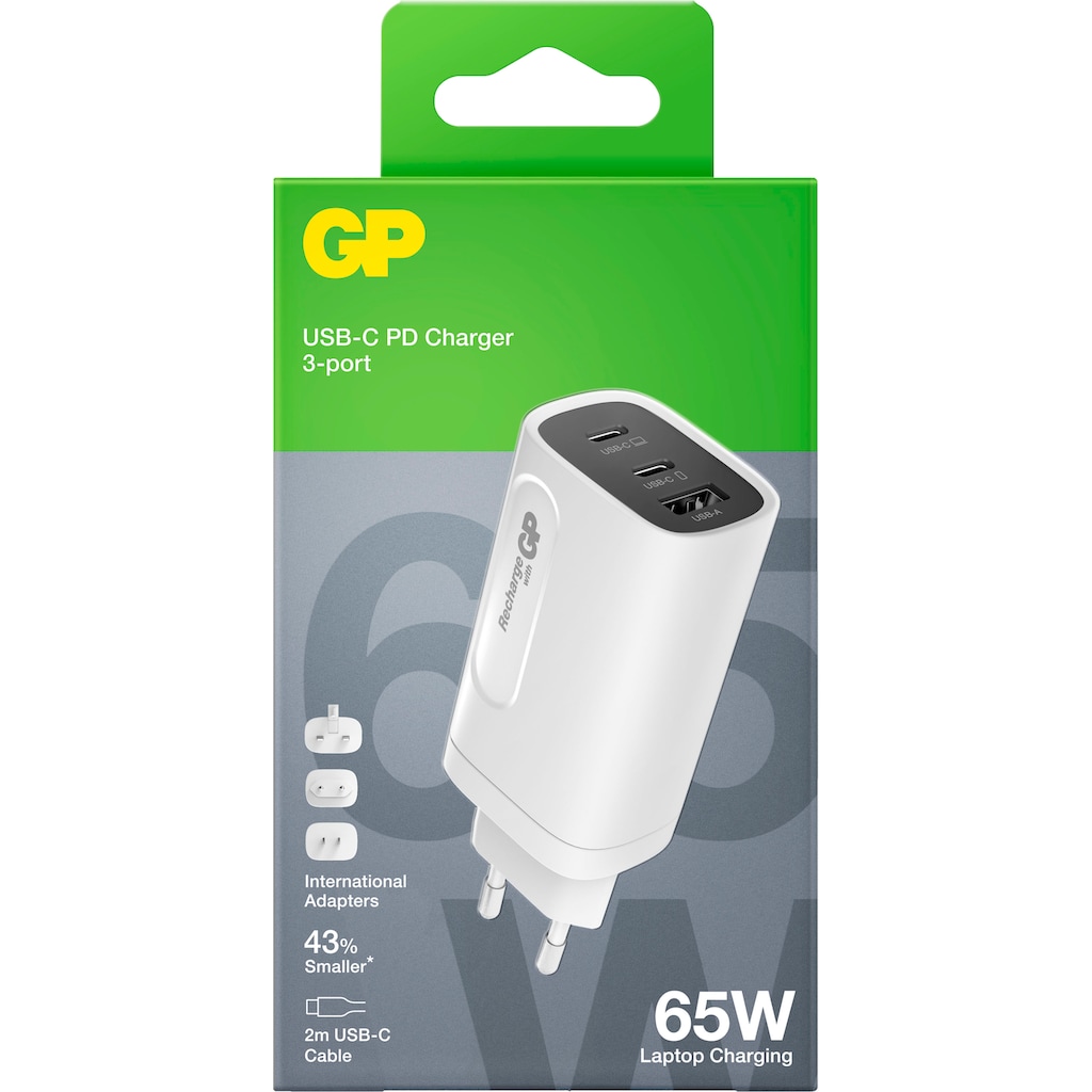 GP Batteries USB-Ladegerät »65W 3 Port GaN USB-C Schnellladeadapter«