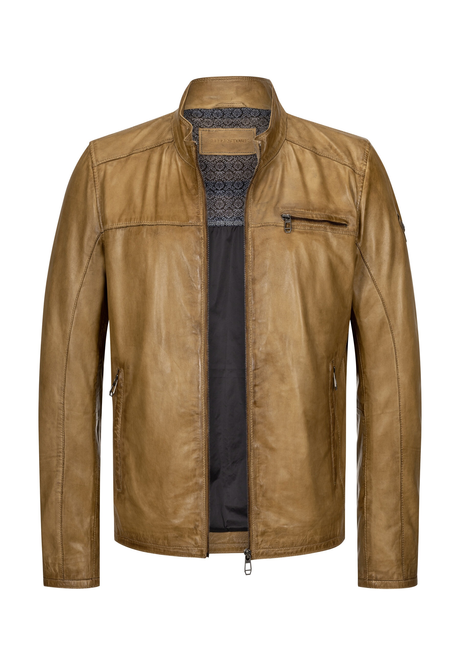 Milestone Lederjacke »MSMarco« ohne Kapuze robuste Metallreißverschlüsse