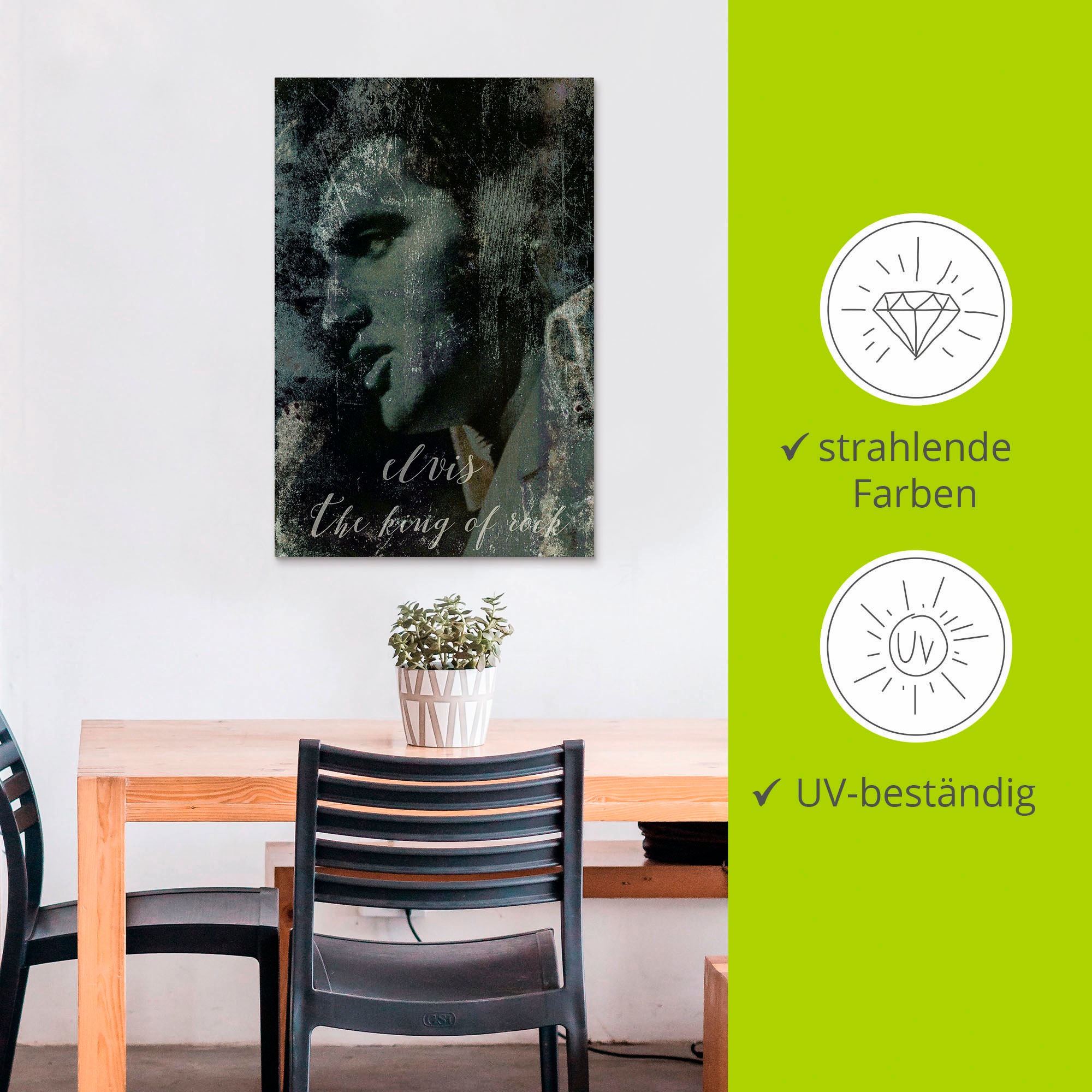 Artland Wandbild »Elvis the King« Musiker 1 Stk. tlg. als Alubild, Leinwandbild, Poster in verschied. Größen