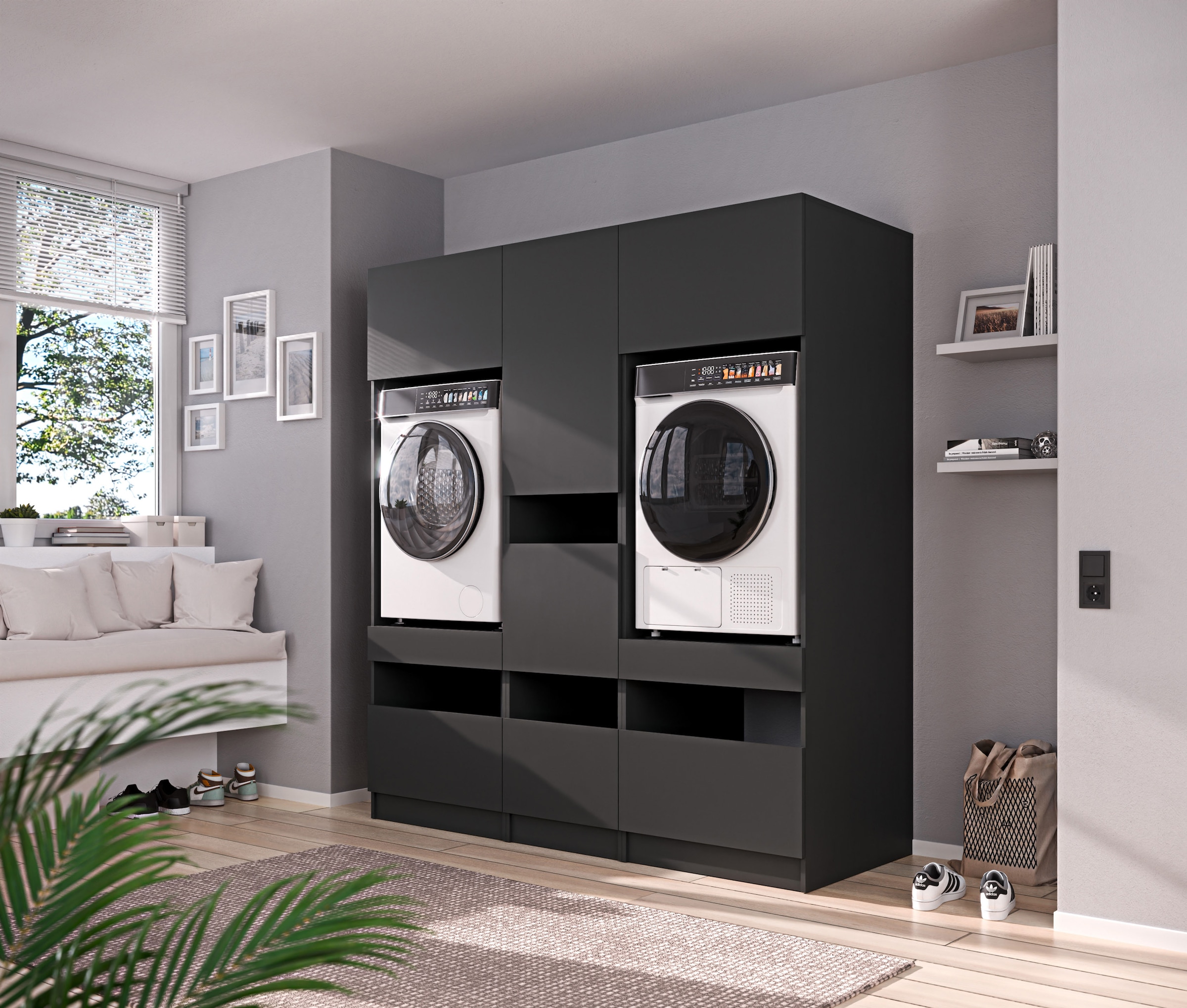 BASIC by Balculina Mehrzweckschrank-Set »Washhome B/T/H 186x68x200 cm« 3 Stk. tlg.