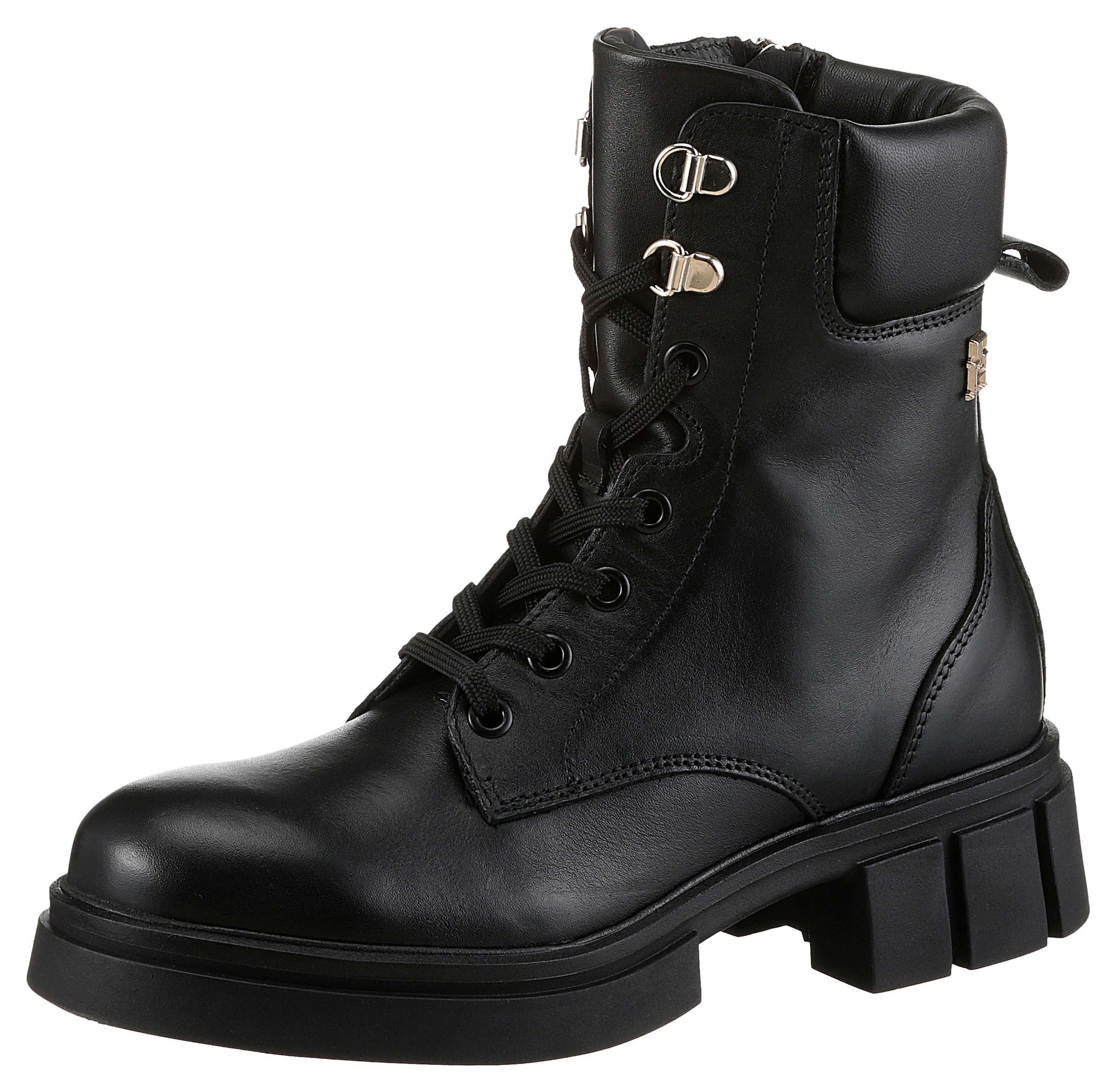 Bikerboots »LACE-UP BIKER LEATHER«, Blockabsatz, Schnürboots, Stiefelette mit...