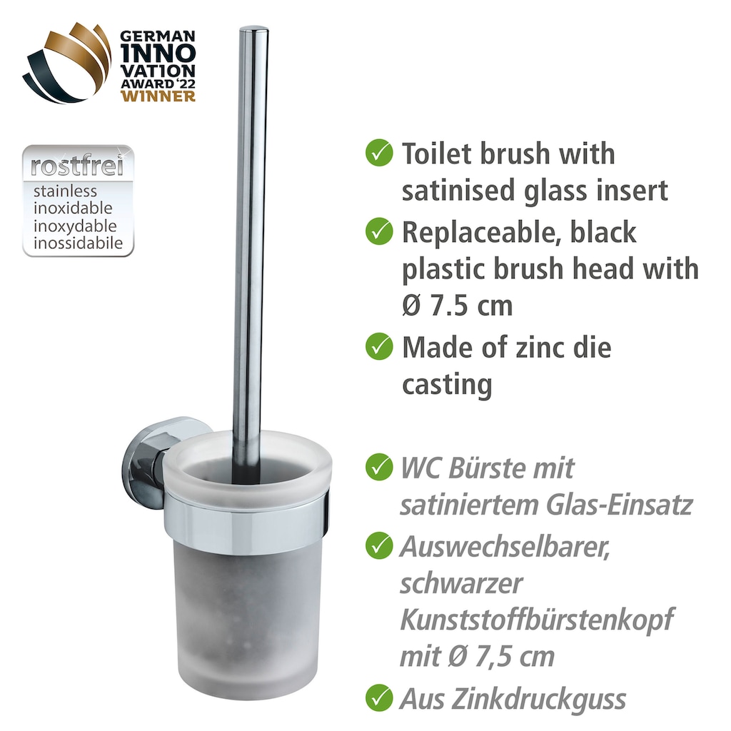 WENKO WC-Garnitur »UV-Loc® Maribor«, aus Zinkdruckguss-Glas