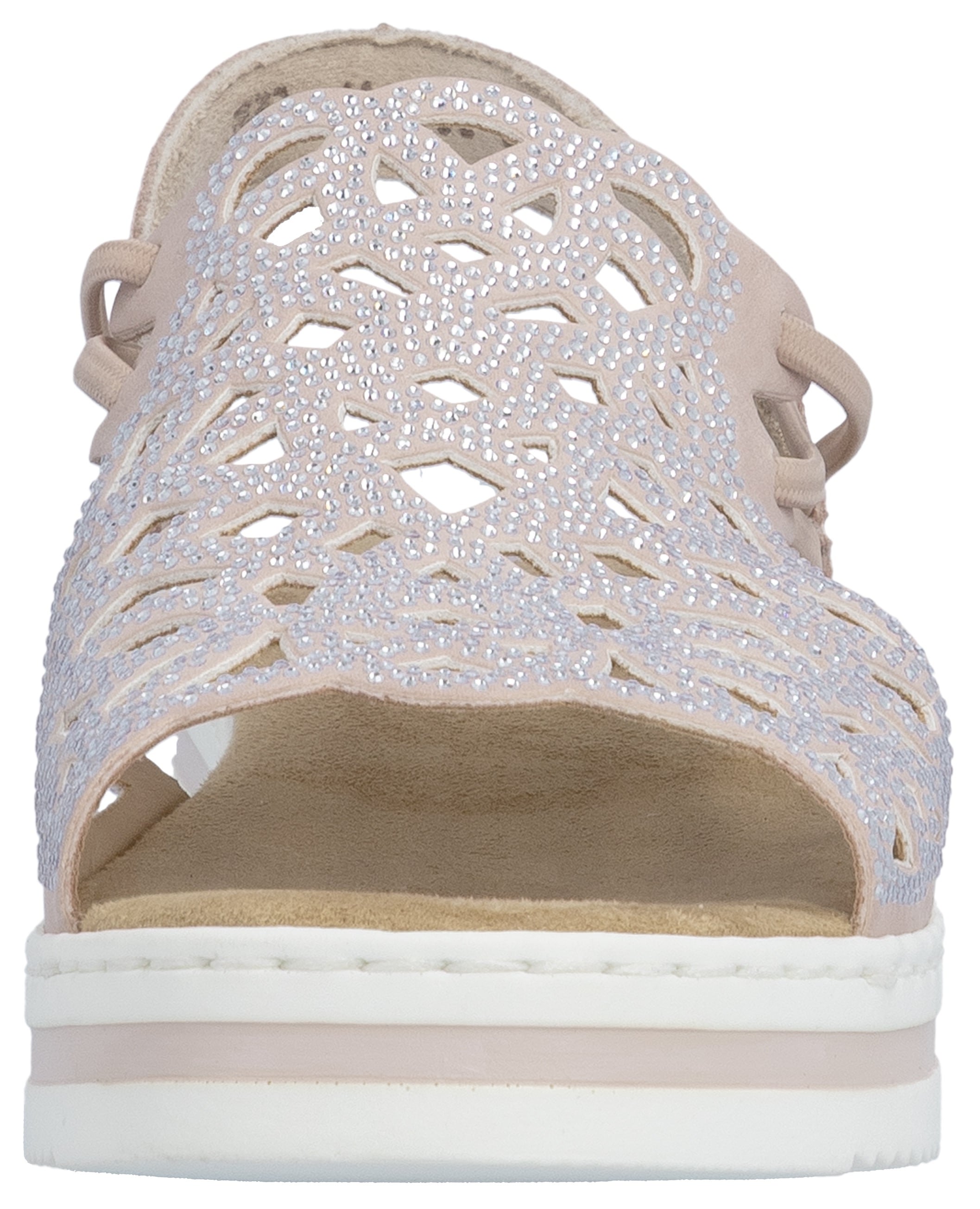 Rieker Keilsandalette  Schlupfsandale, Sommerschuh, Urlaubsschuh mit Glitzersteine