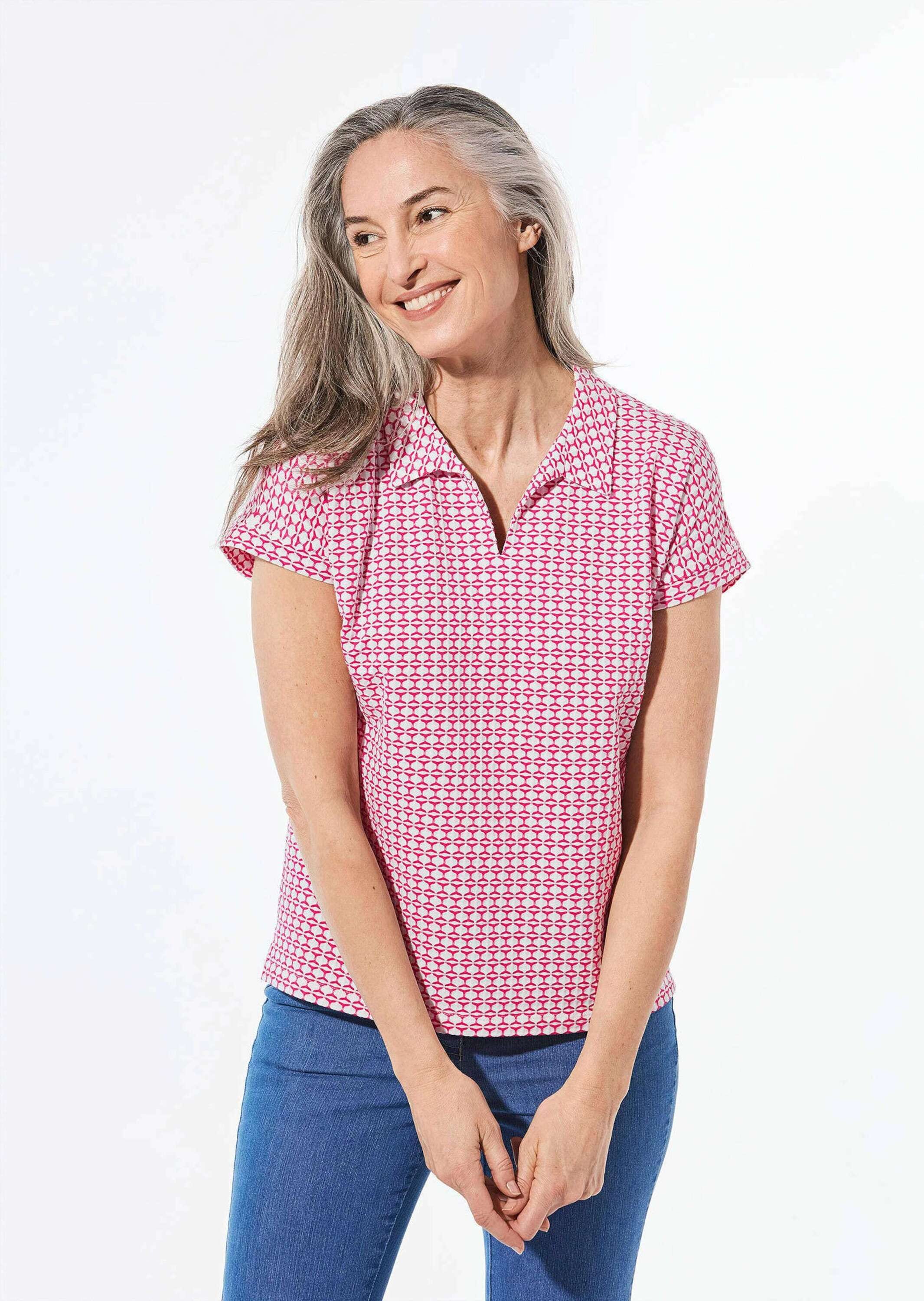 GOLDNER Kurzarmshirt »Shirt mit dezentem Jacquard«