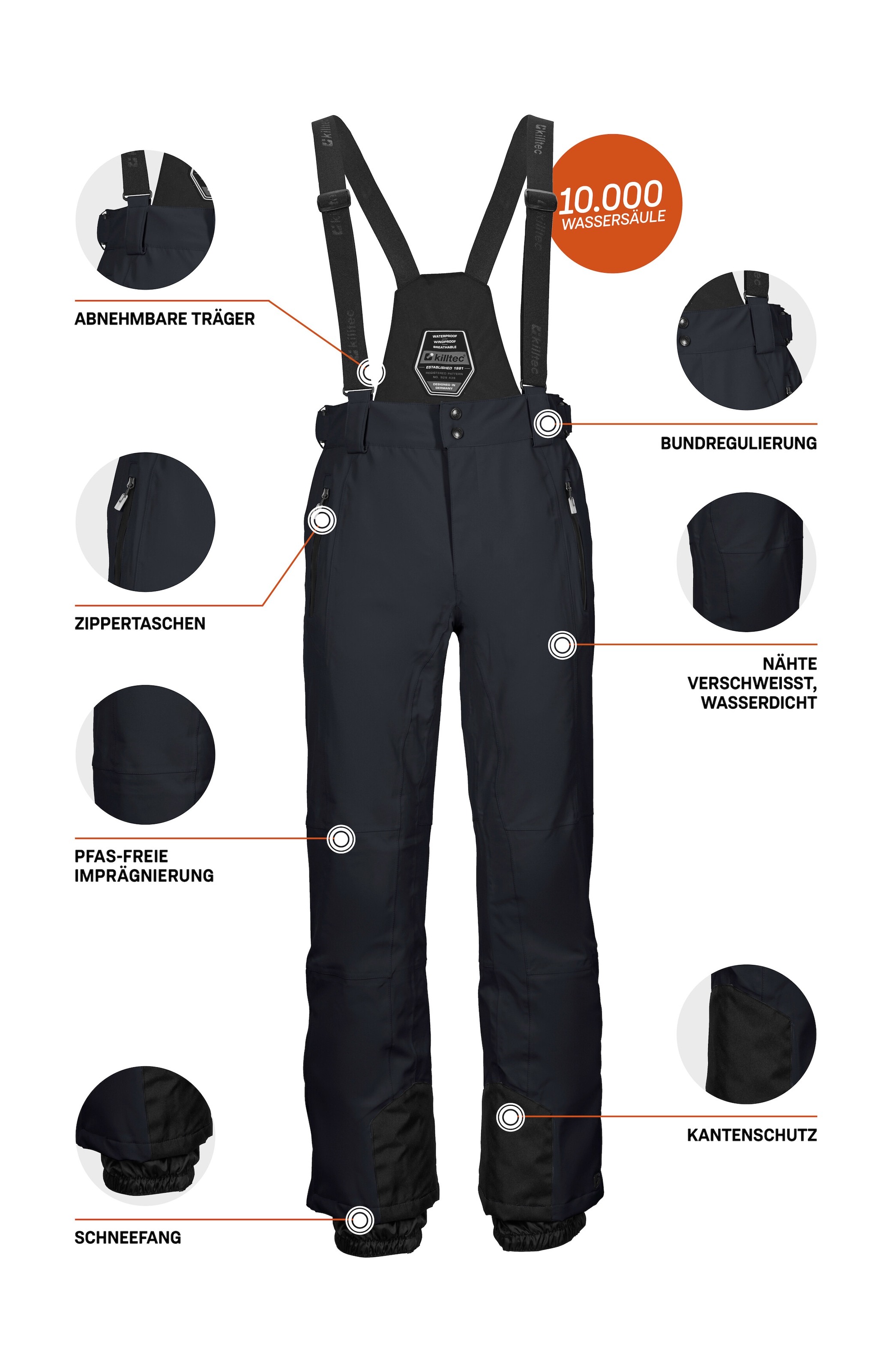 Killtec Skihose »Enosh«  Wasser- und winddicht, atmungsaktiv, verstellbare Taille, Kantenschutz