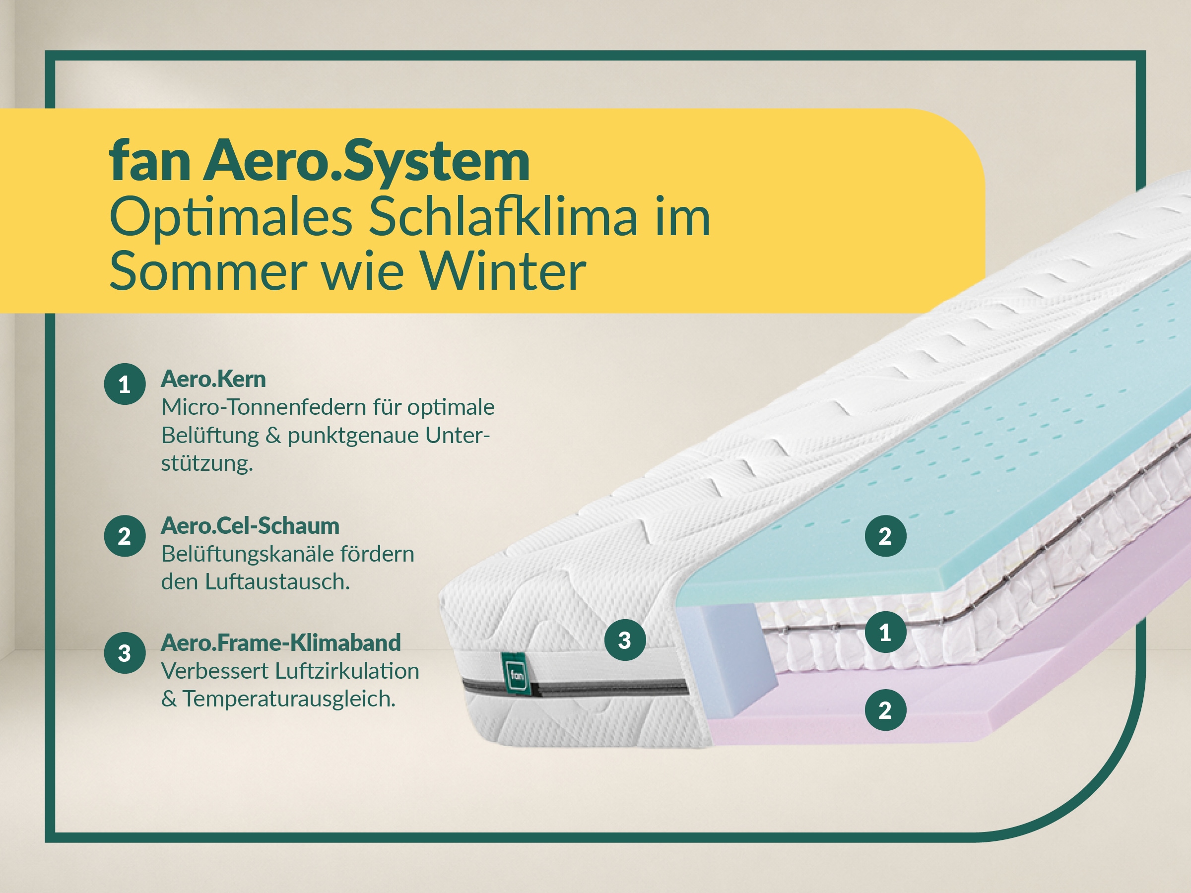 fan »fan Flex Side Clima T, Matratze 90x200 cm, 140x200 cm & mehr, in H2/H3« 24 cm hoch 1.034 Federn 1 Stk. tlg. Wendematratze mit Aero-System,1034 Federn (bei 100x 200 cm)