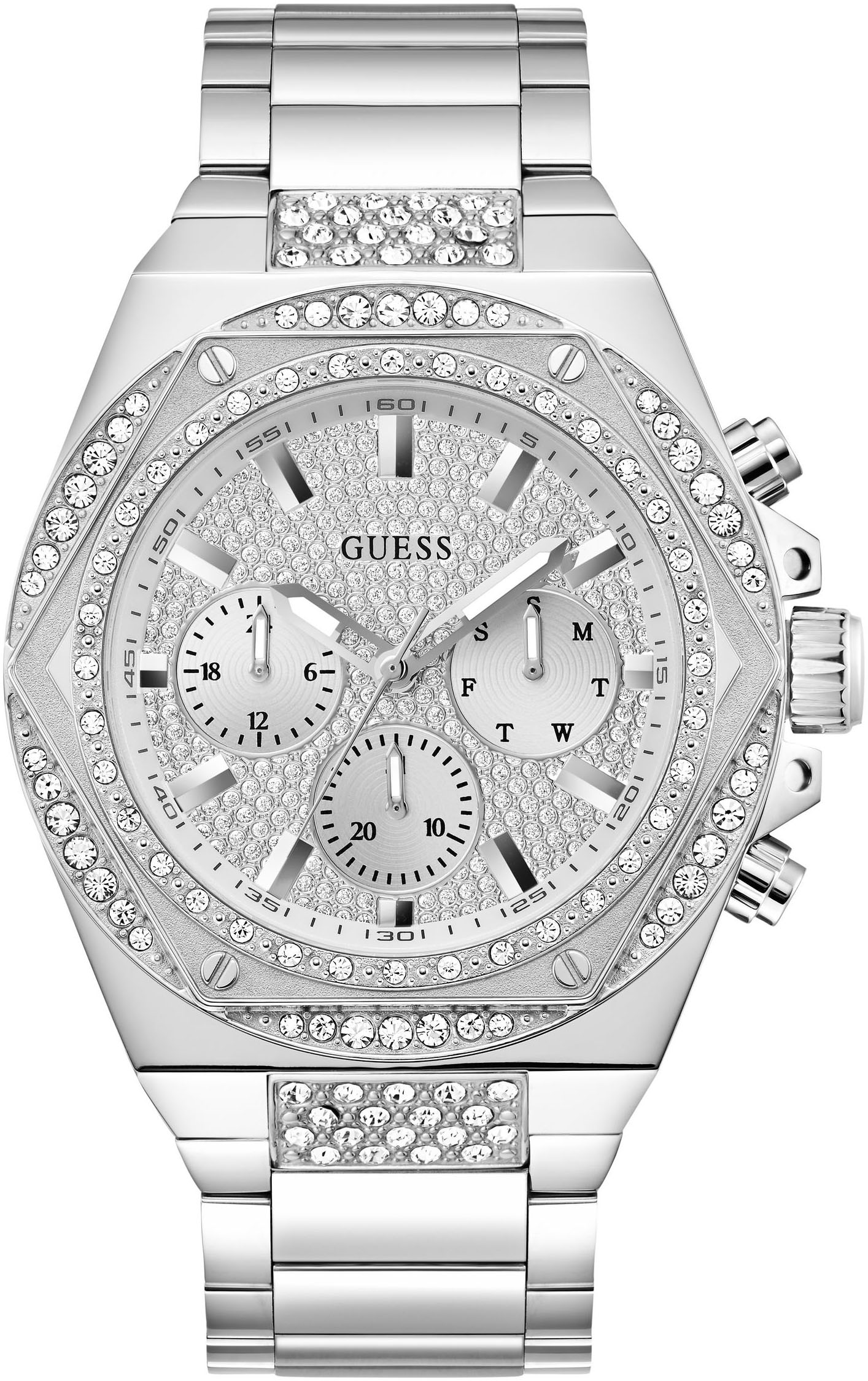 Guess Multifunktionsuhr »FURY« Quarzuhr, Armbanduhr, Herrenuhr, Datum, Wochentag, Edelstahlarmband