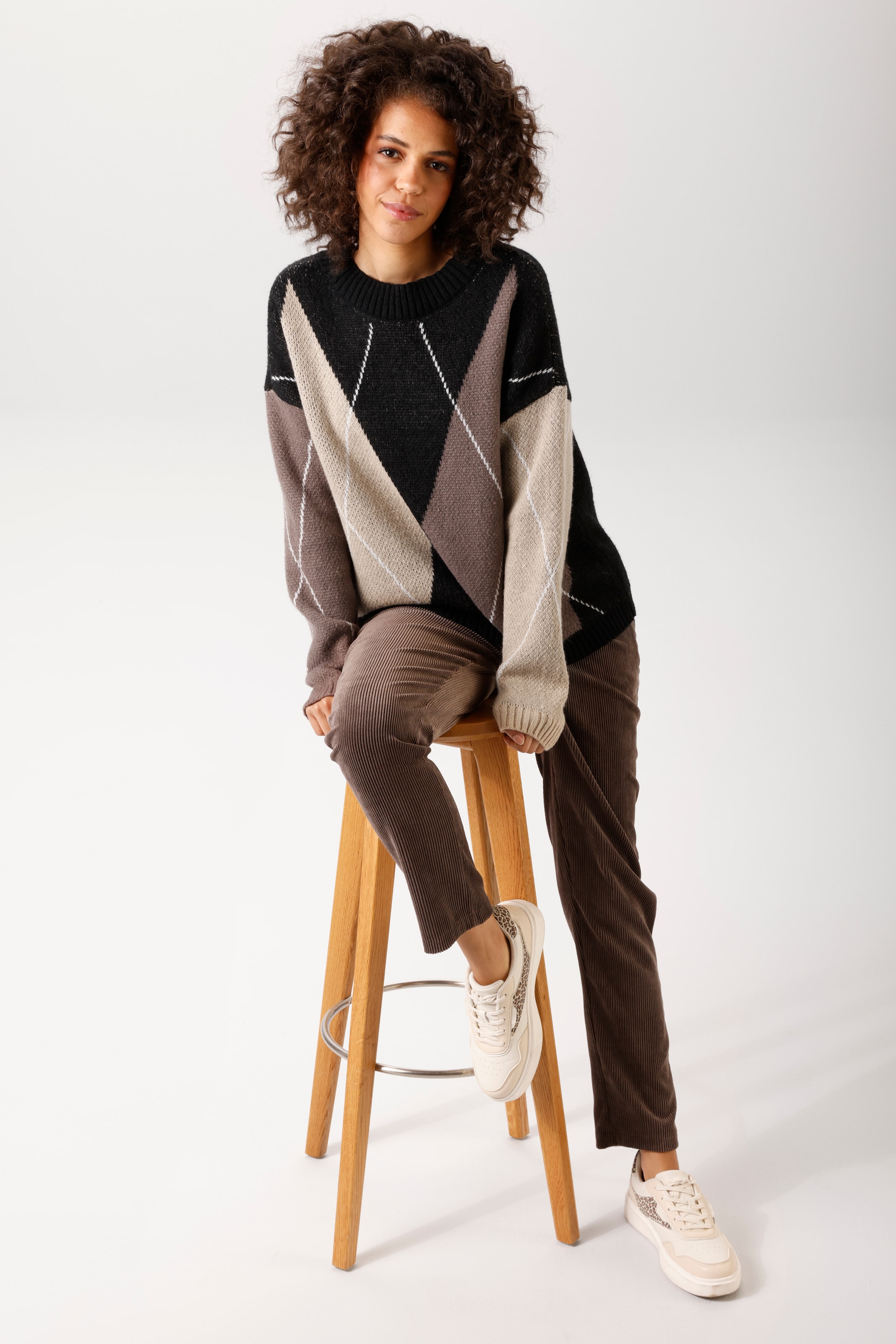 Aniston CASUAL Strickpullover mit großflächigem Rauten-Muster - NEUE KOLLEKTION