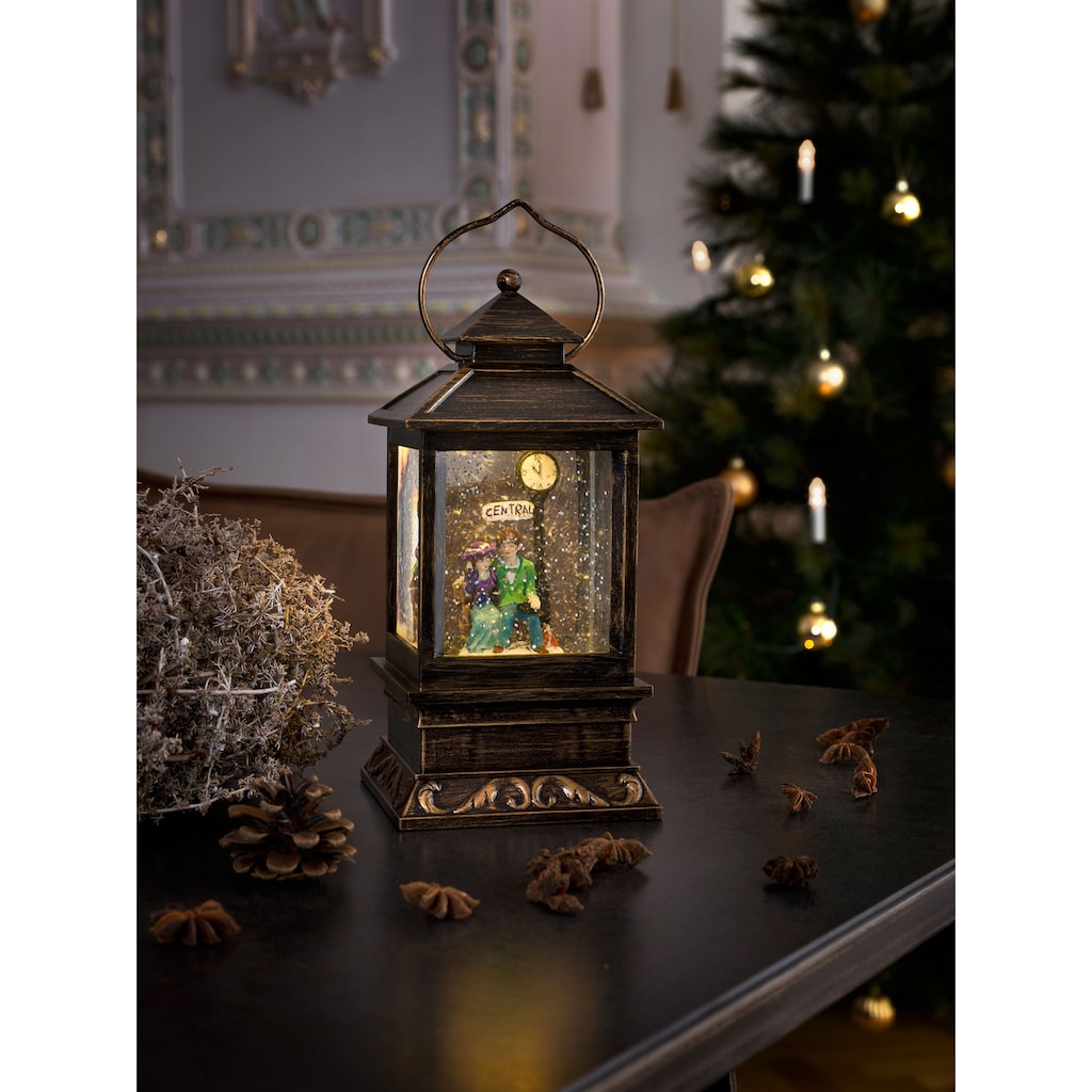 KONSTSMIDE LED Laterne »Weihnachtsdeko«, 1 flammig-flammig, LED Schneelaterne mit Pärchen, klein