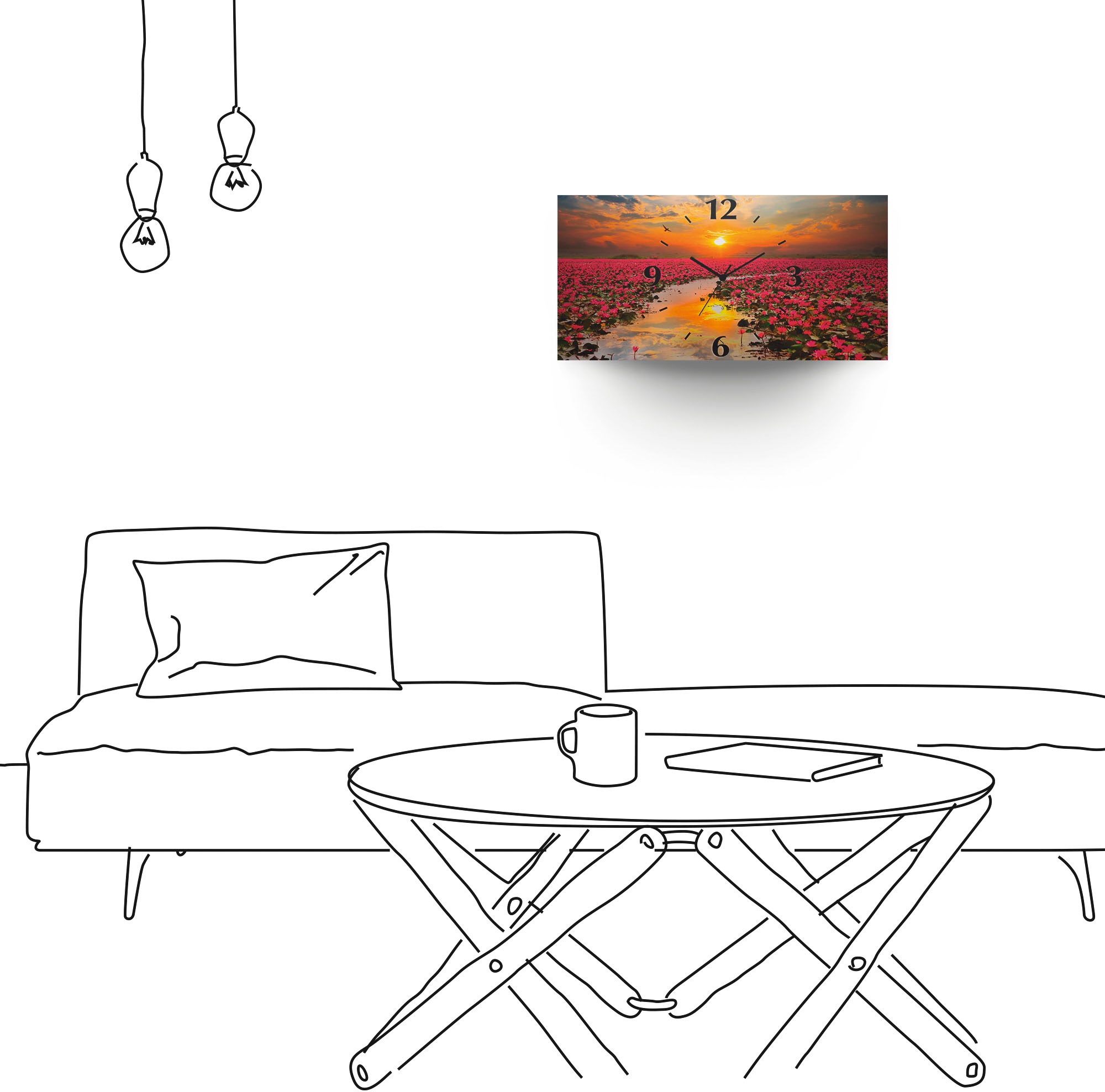 Artland Wanduhr »Sonnenschein blühende Lotusblume«, 3D Optik gebogen, mit Quarz- oder Funkuhrwerk, versch. Größen