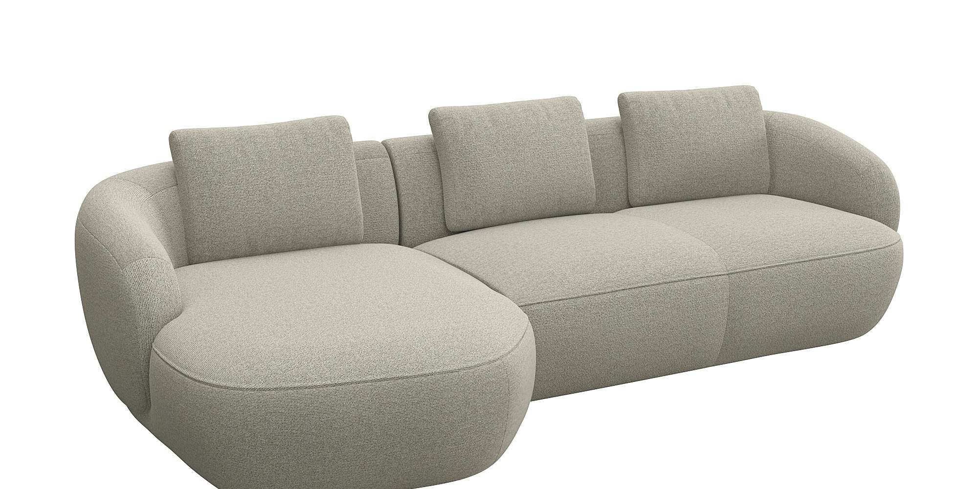FLEXLUX Wohnlandschaft »Torino, rund, L-Form, Sofa-Ecke mit Recamiere, Longchair-Sofa« Modernes, organisches Sofa-Design, Kaltschaum, Wellenunterfederung
