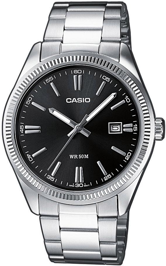 Casio Collection Quarzuhr »MTP-1302PD-1A1VEF«, Armbanduhr, Herrenuhr, Damenuhr, analog, Datum, Neo-Display