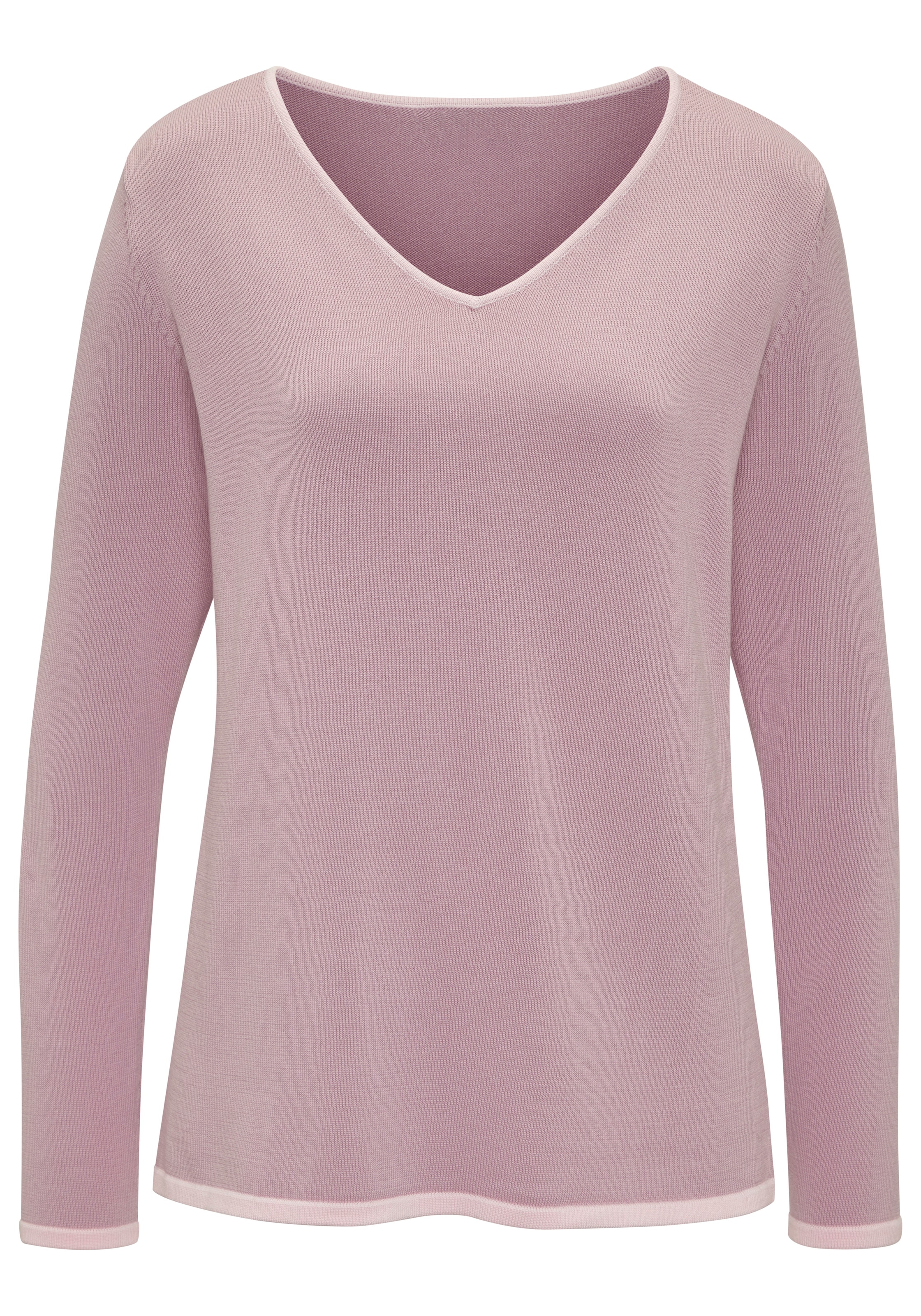 Vivance V-Ausschnitt-Pullover »mit Kontrastkanten an den Abschlüssen« Basic-Pullover mit V-Ausschnitt, weicher Feinstrickpullover, casual