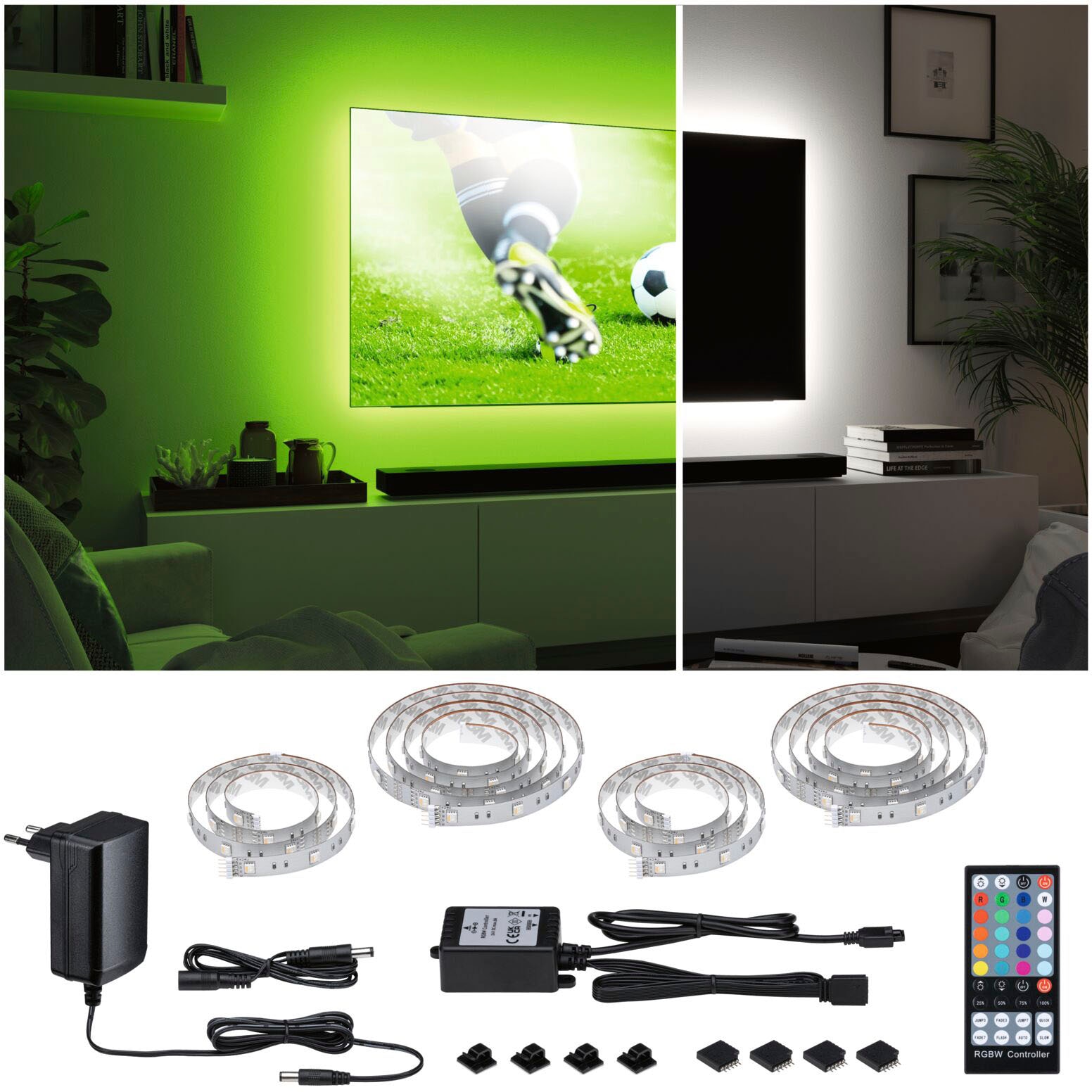 Paulmann LED-Streifen »MaxLED 250 TV Comfort Basisset 55 Zoll 3,6m Dynamic RGB 20,5W 277lm/m«, 1 St.-flammig, Basisset