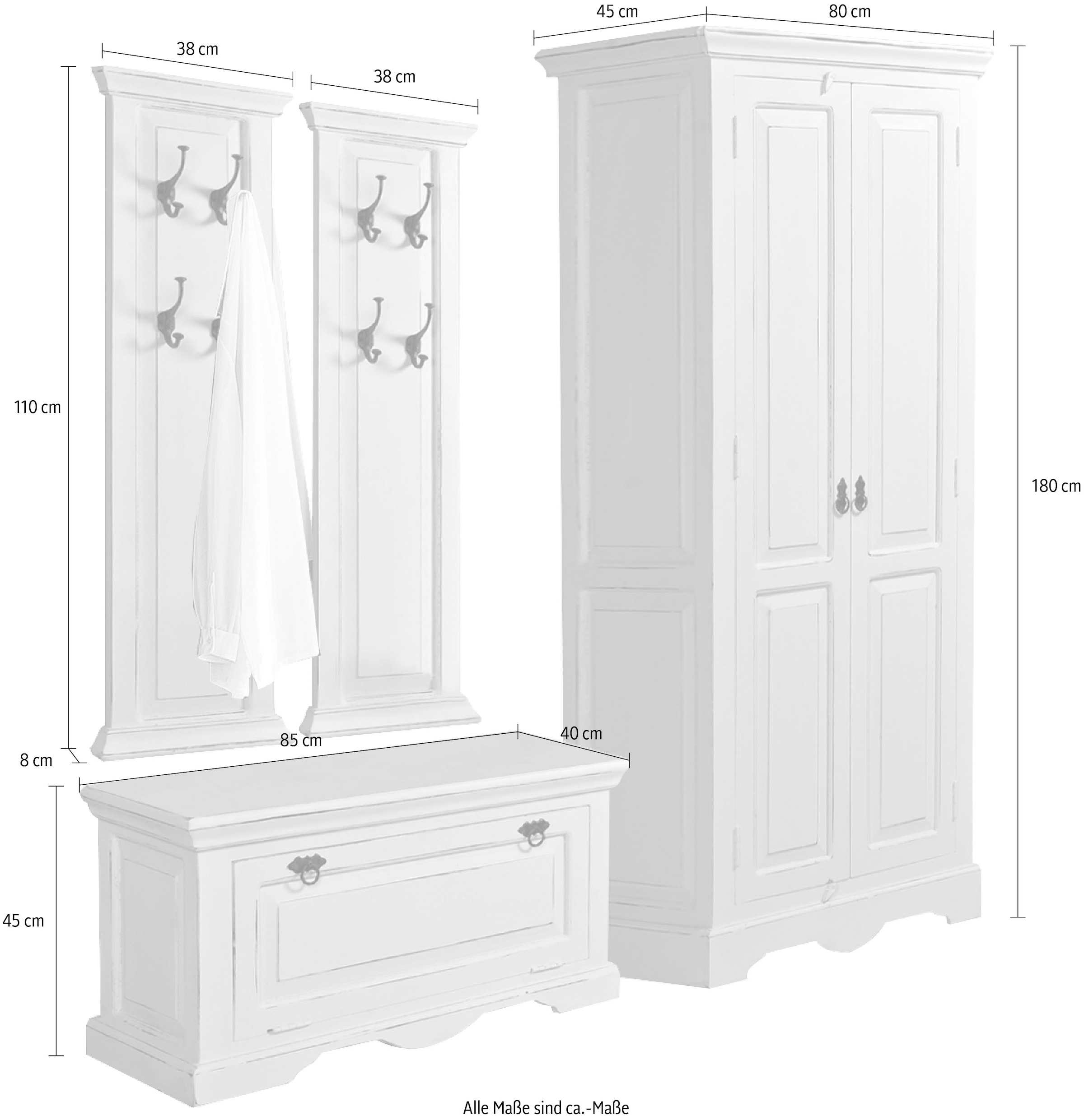 SIT Garderoben-Set »Toledo«, (4 St.), im Shabby Chic Stil, 4-teilig