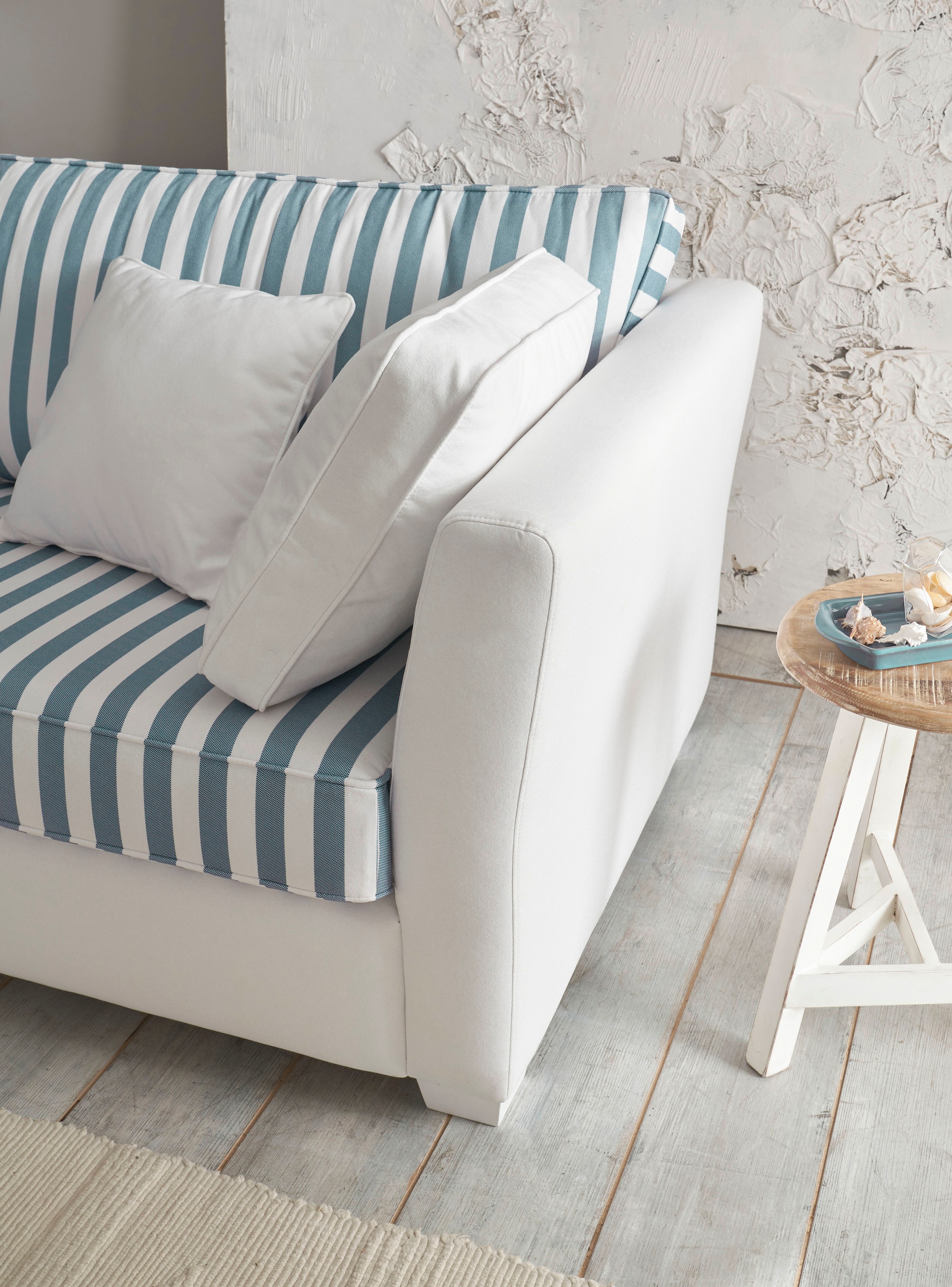 Home affaire 3-Sitzer »CALIFORNIA«, maritimer Landhausstil, in 3Breiten, mit Holzfüßen Weiß lackiert