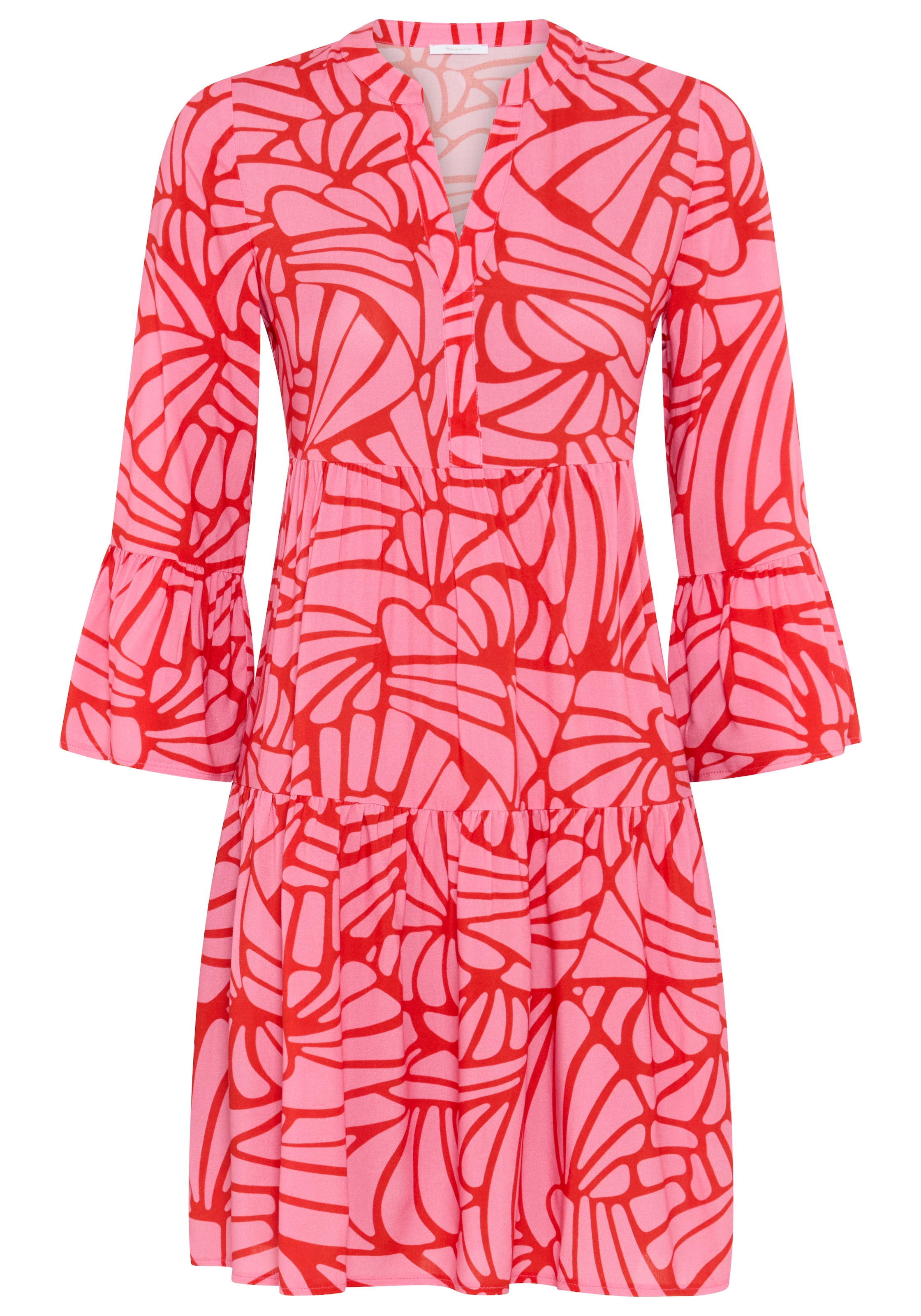 Tamaris Sommerkleid aus Viskose, für Frühling und Sommer, femininer Stil, Mini-Länge