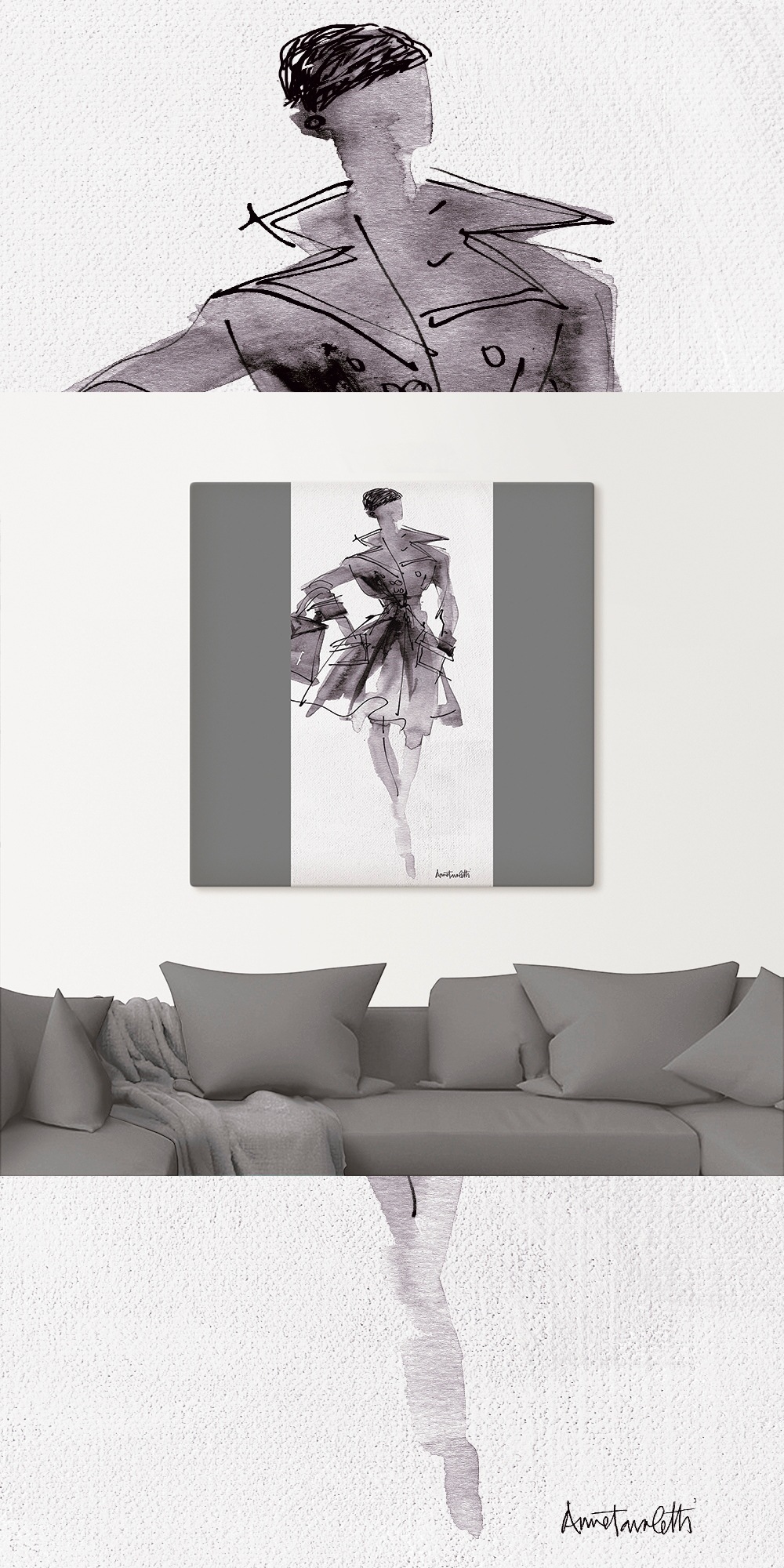 Artland Wandbild »Mode Skizzenbuch VII«, Mode, (1 St.), als Leinwandbild, Poster, Wandaufkleber in verschied. Größen